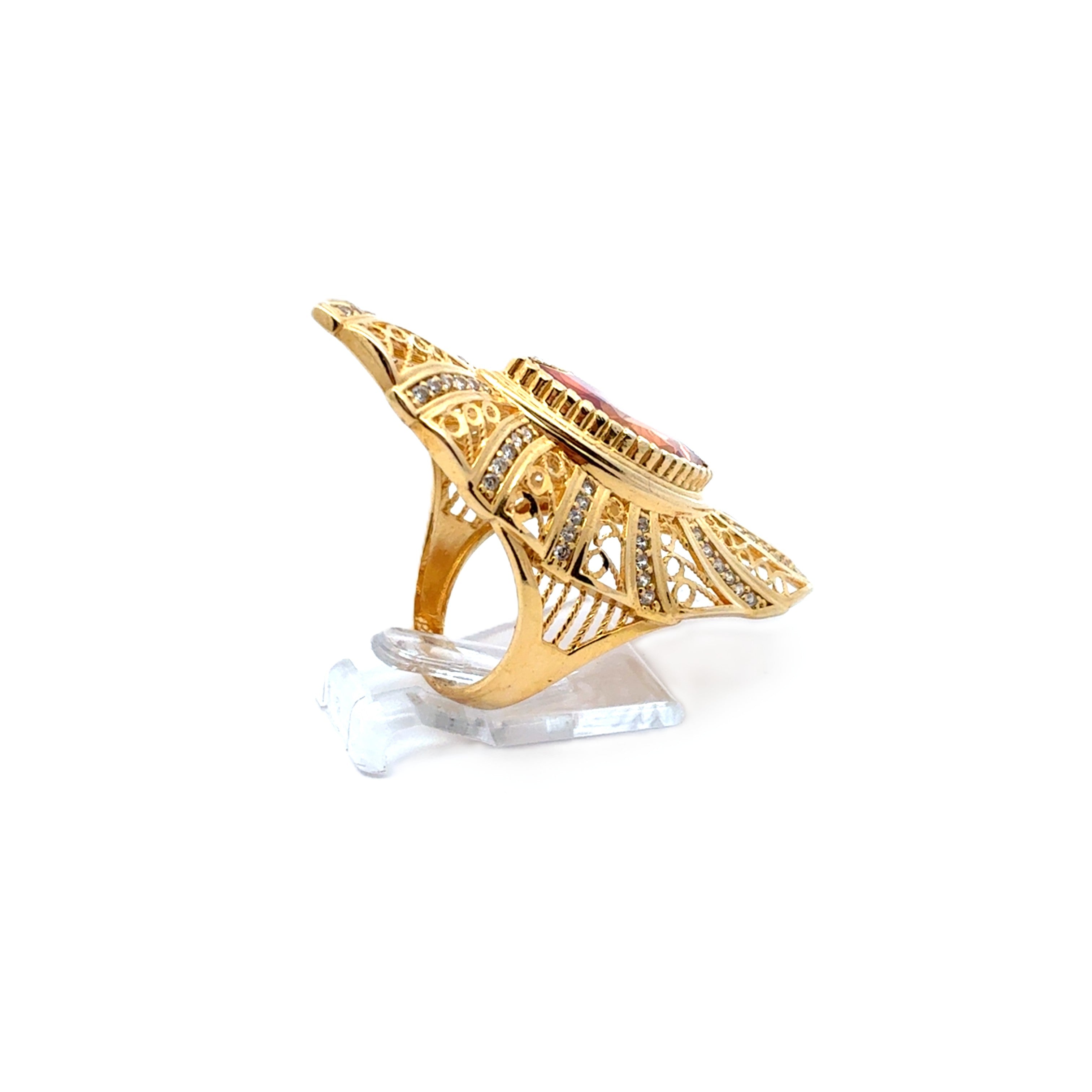 Ring Gelb Gold 585 / 14kt Orange Zirkonia Damen *53*
