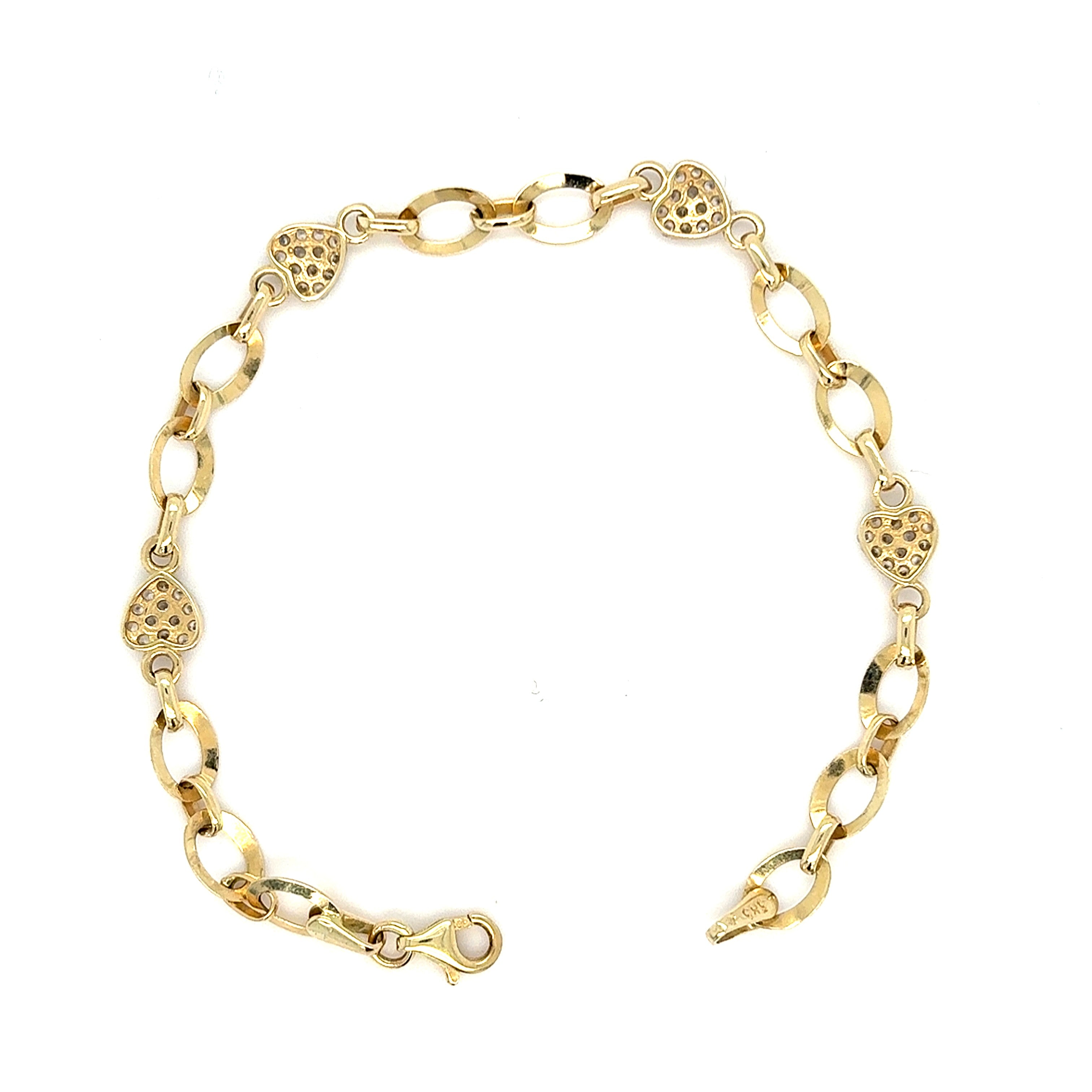 Armband Gold 585 14 kt Herz Zirkonia Damen Geschenk