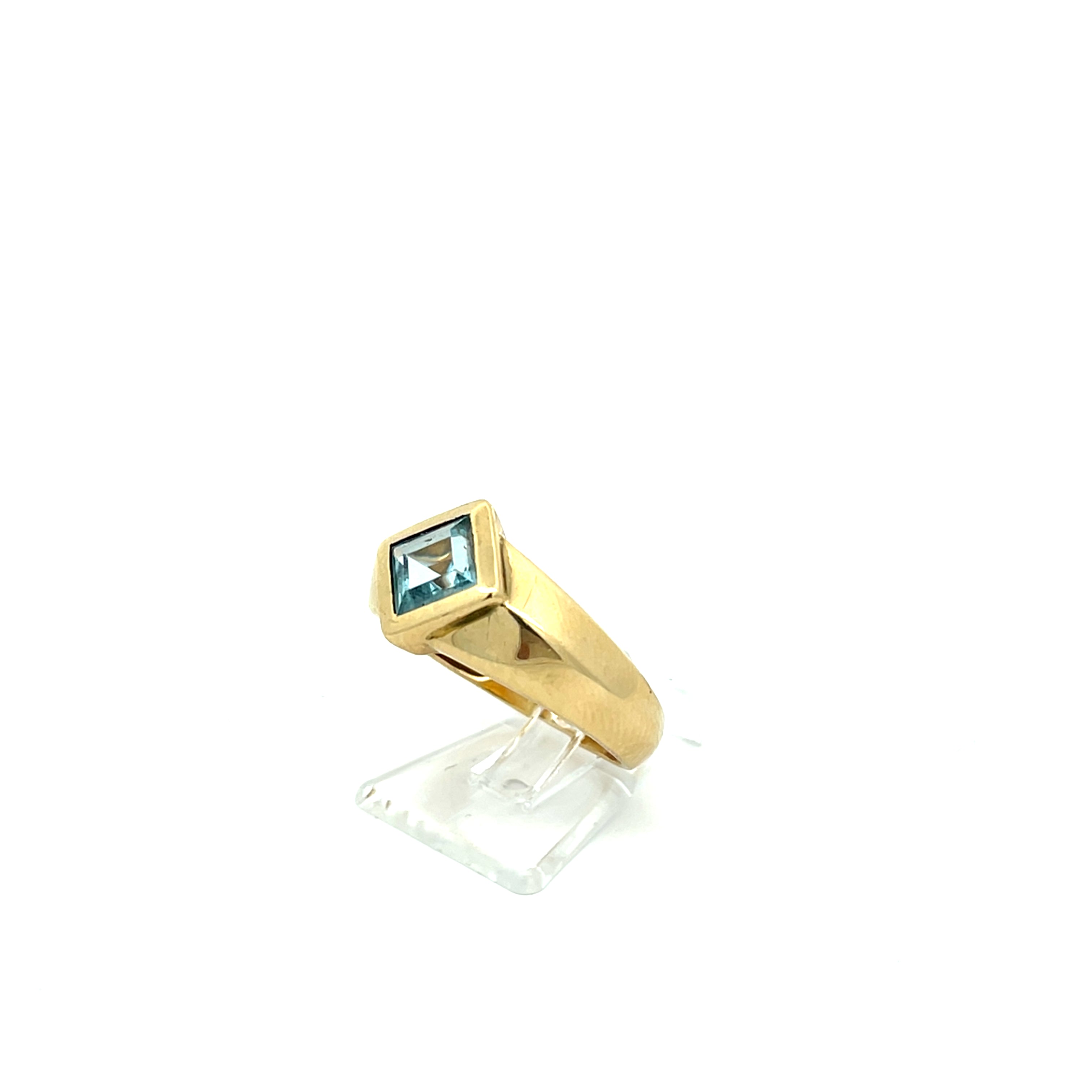 Ring Gelb Gold 585 14 Karat mit Farbstein blau