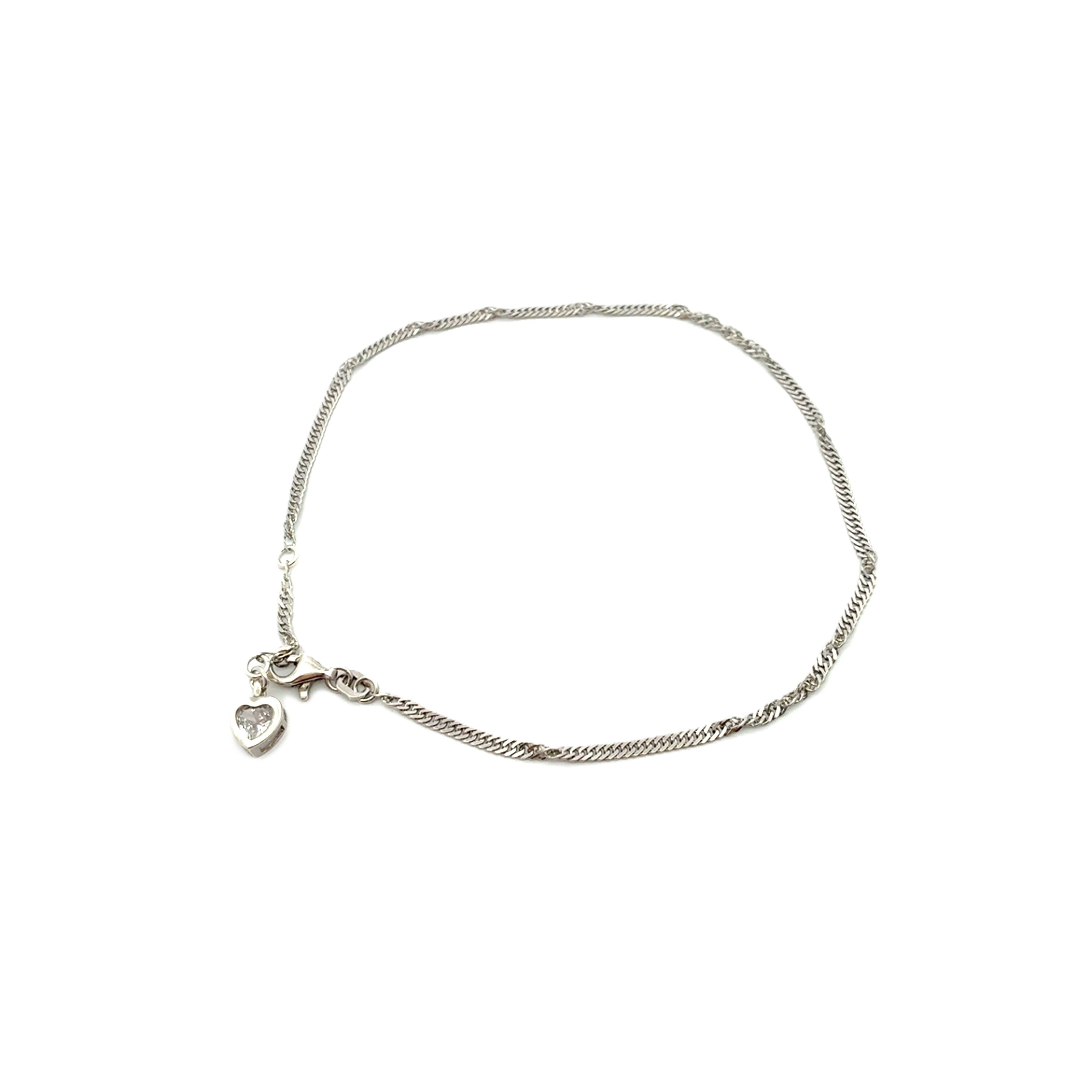 Damen Fußkettchen Silber 925 mit Zirkonia Herz Geschenk