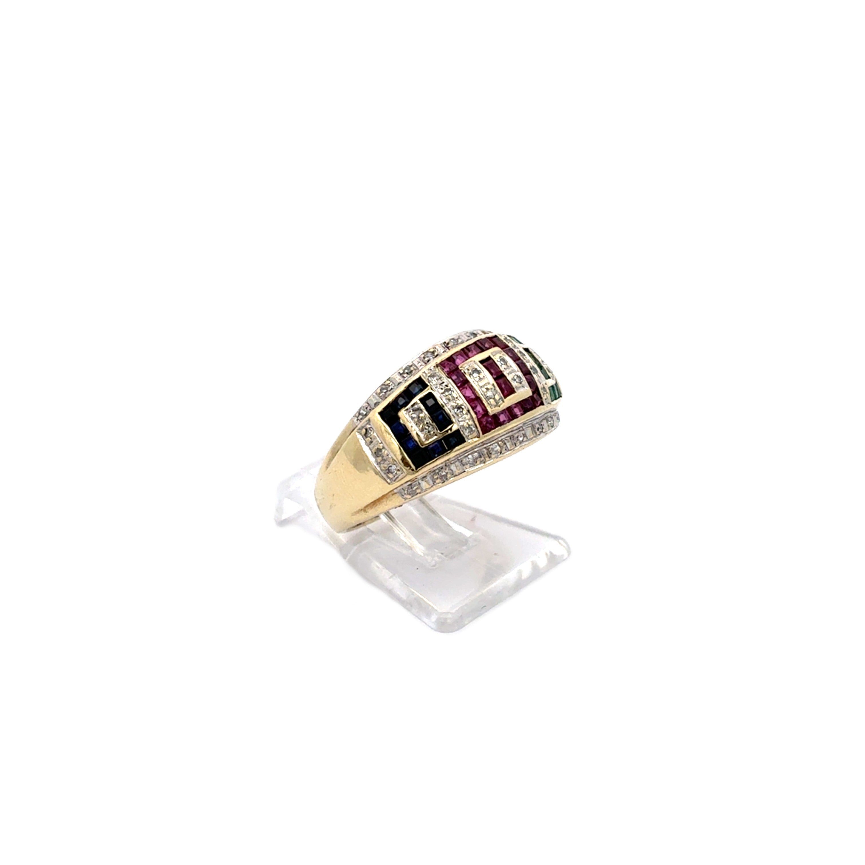 Ring Gelb Gold 585 Diamanten Schmucksteine Blau Rot Grün