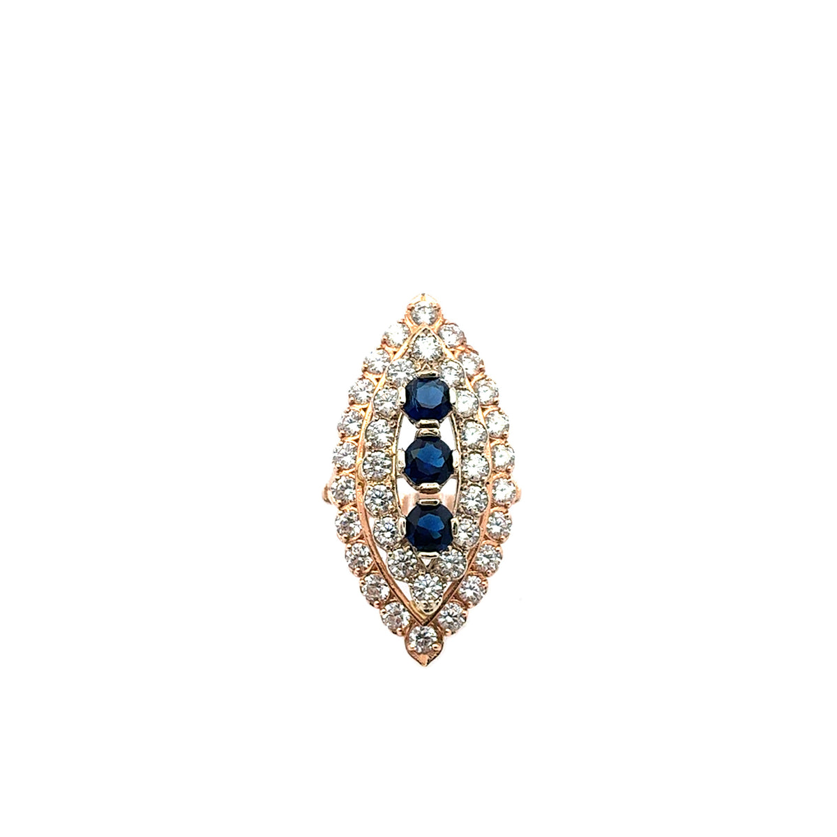Ring Rot Weiß Gold 585 Zirkonia Schmuckstein Blau Geschenk