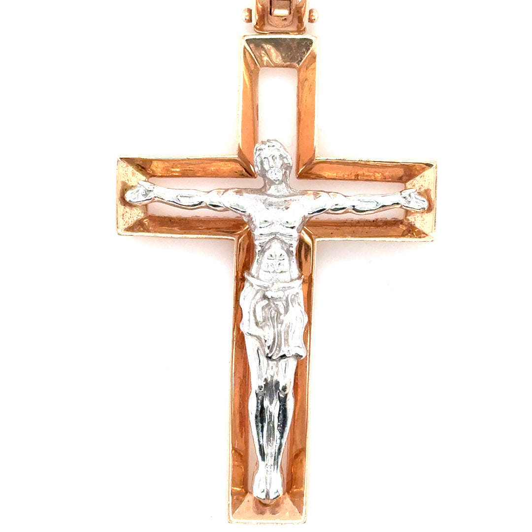 Kreuz Kettenanhänger Rot/Weißgold 585/14kt