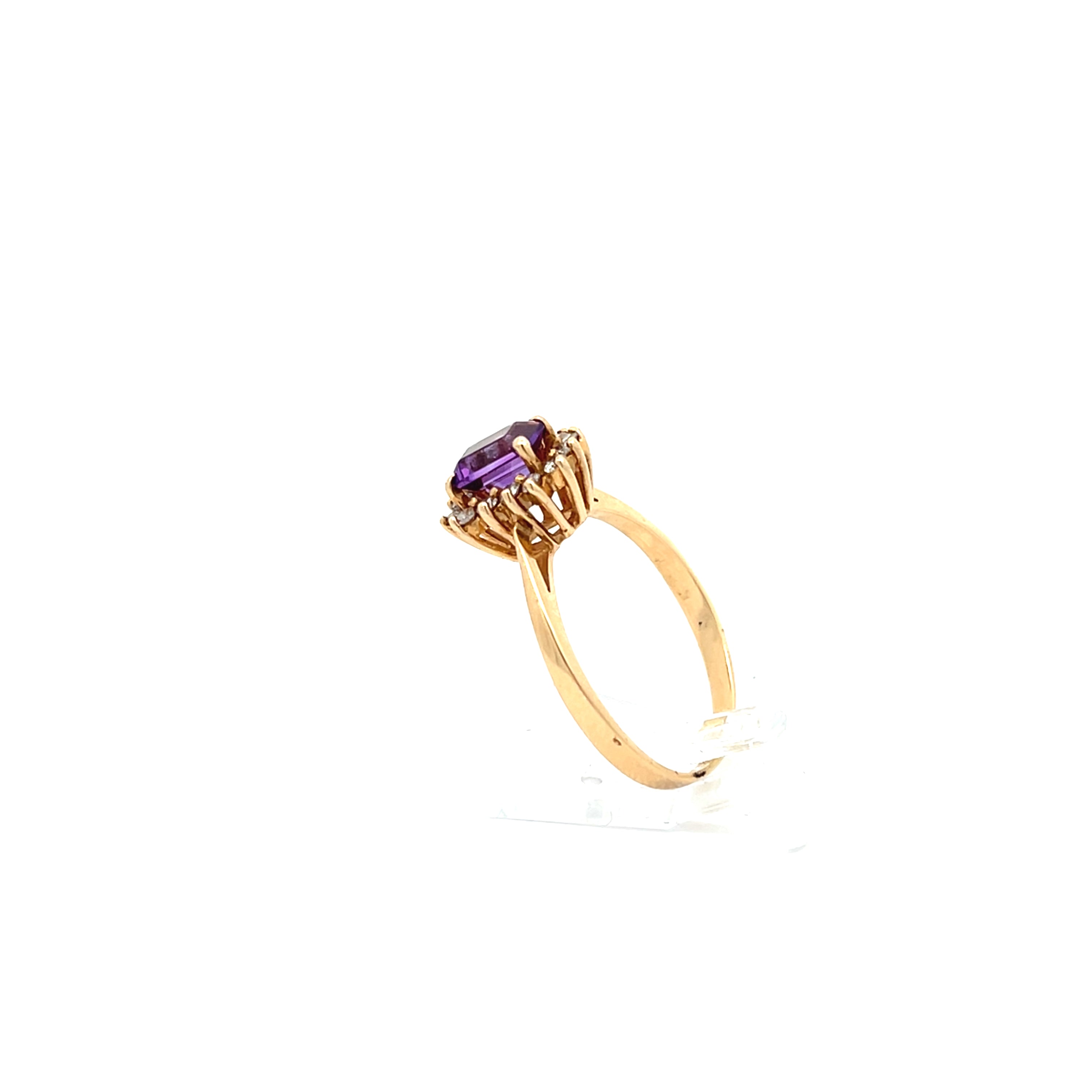 Damenring Gold 585 14kt mit Brillanten und Farbstein in lila