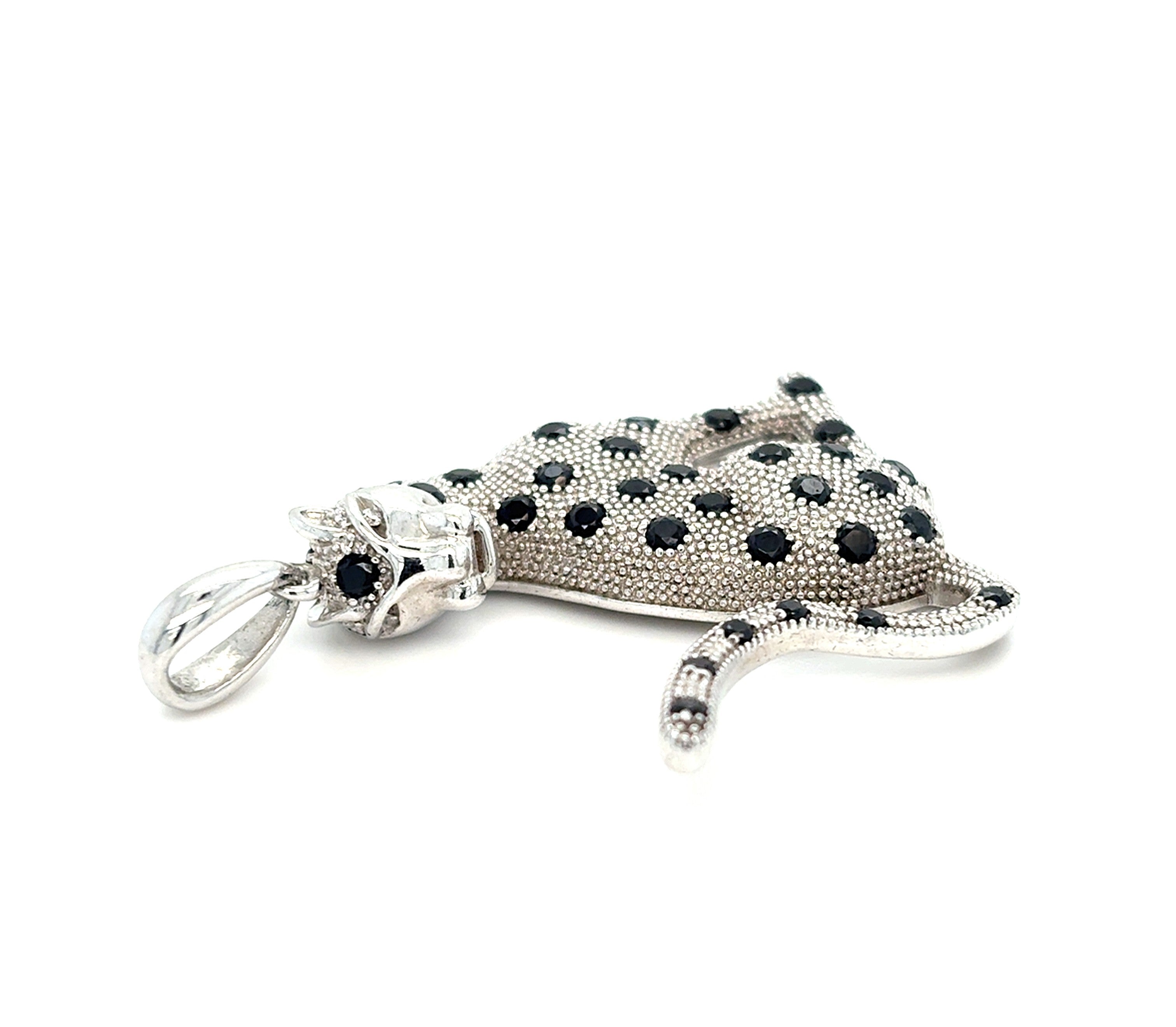 Anhänger Silber 925 Leopard Schmucksteine Schwarz Unisex
