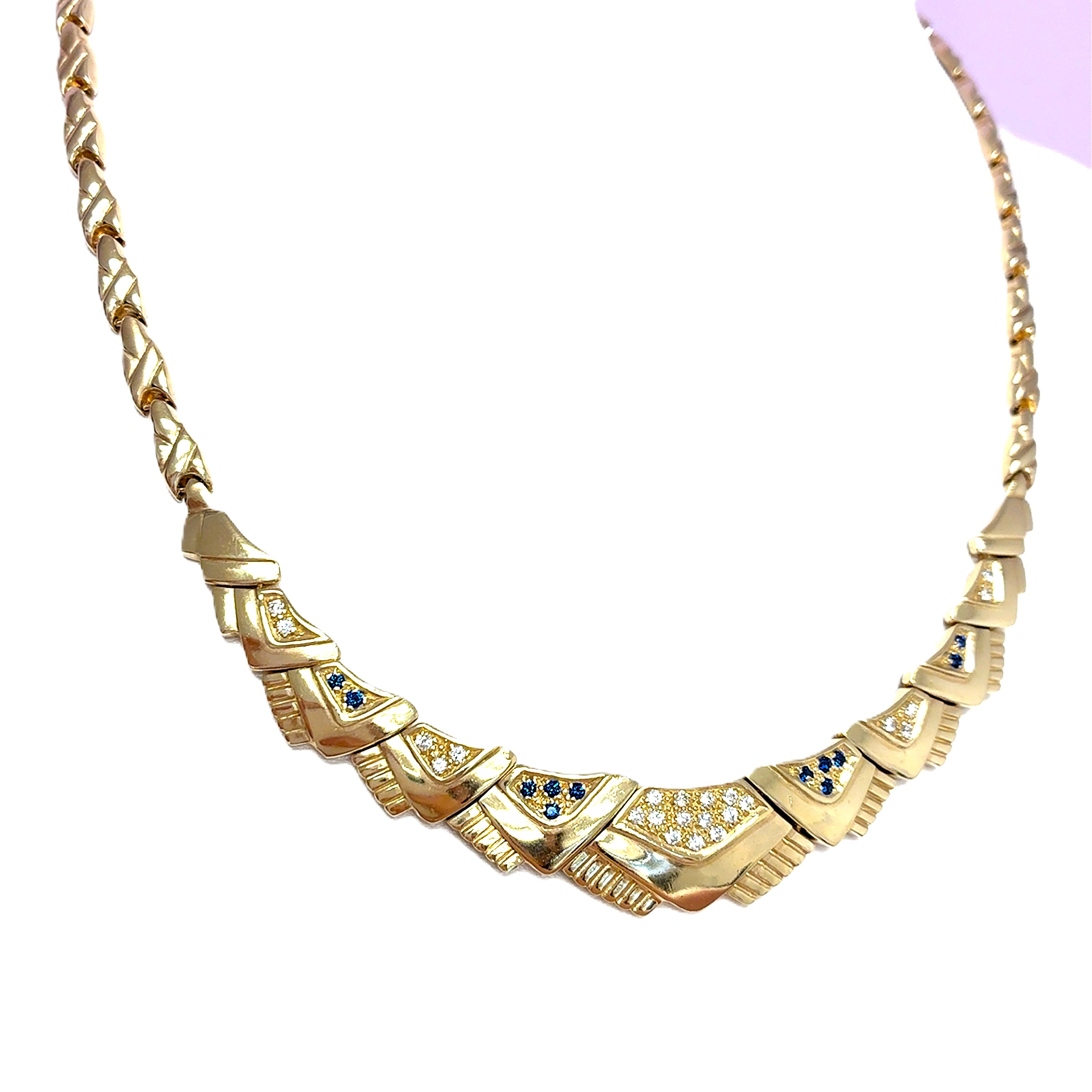 Damen Collier Gelbgold 585/14 kt Zirkonia Schmuckstein