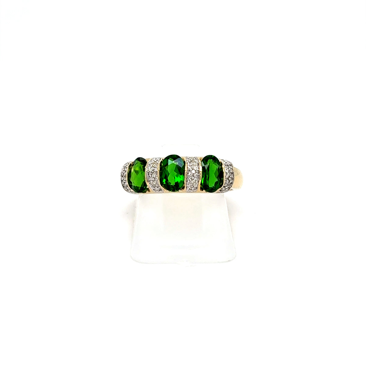 Ring Gold 585 14 kt Diamanten Grün Turmalin Damen