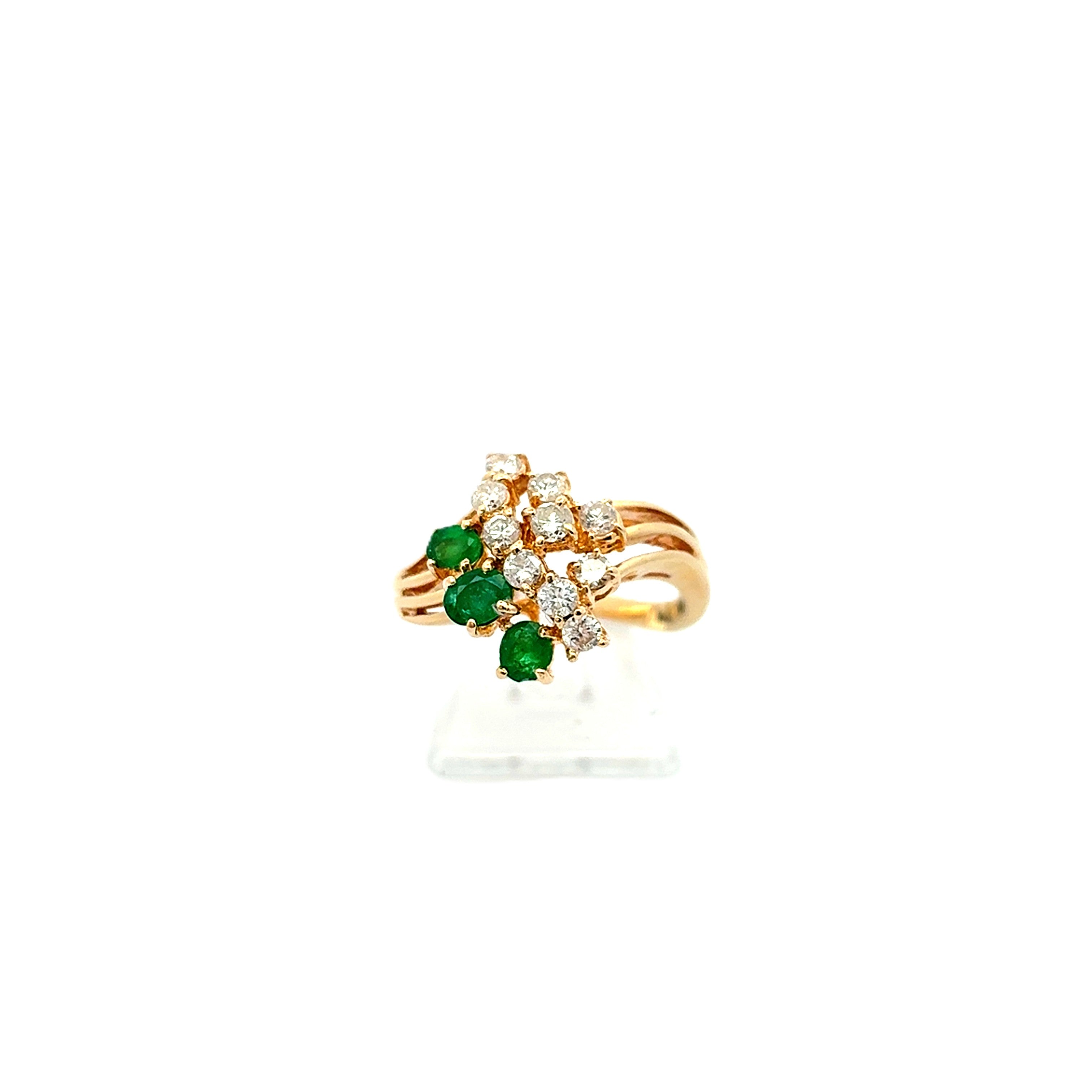 Ring Gold 585 14 kt Brillanten Schmuckstein Grün Damen
