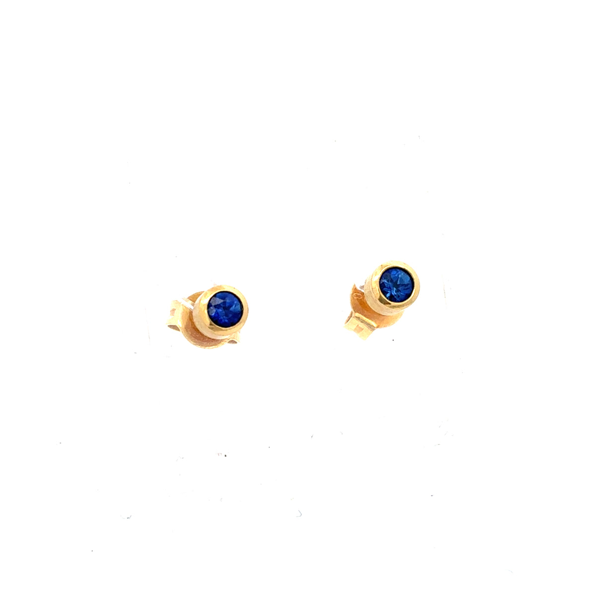 Ohrstecker Gelb Gold 750 18K Schmuckstein Blau Unisex