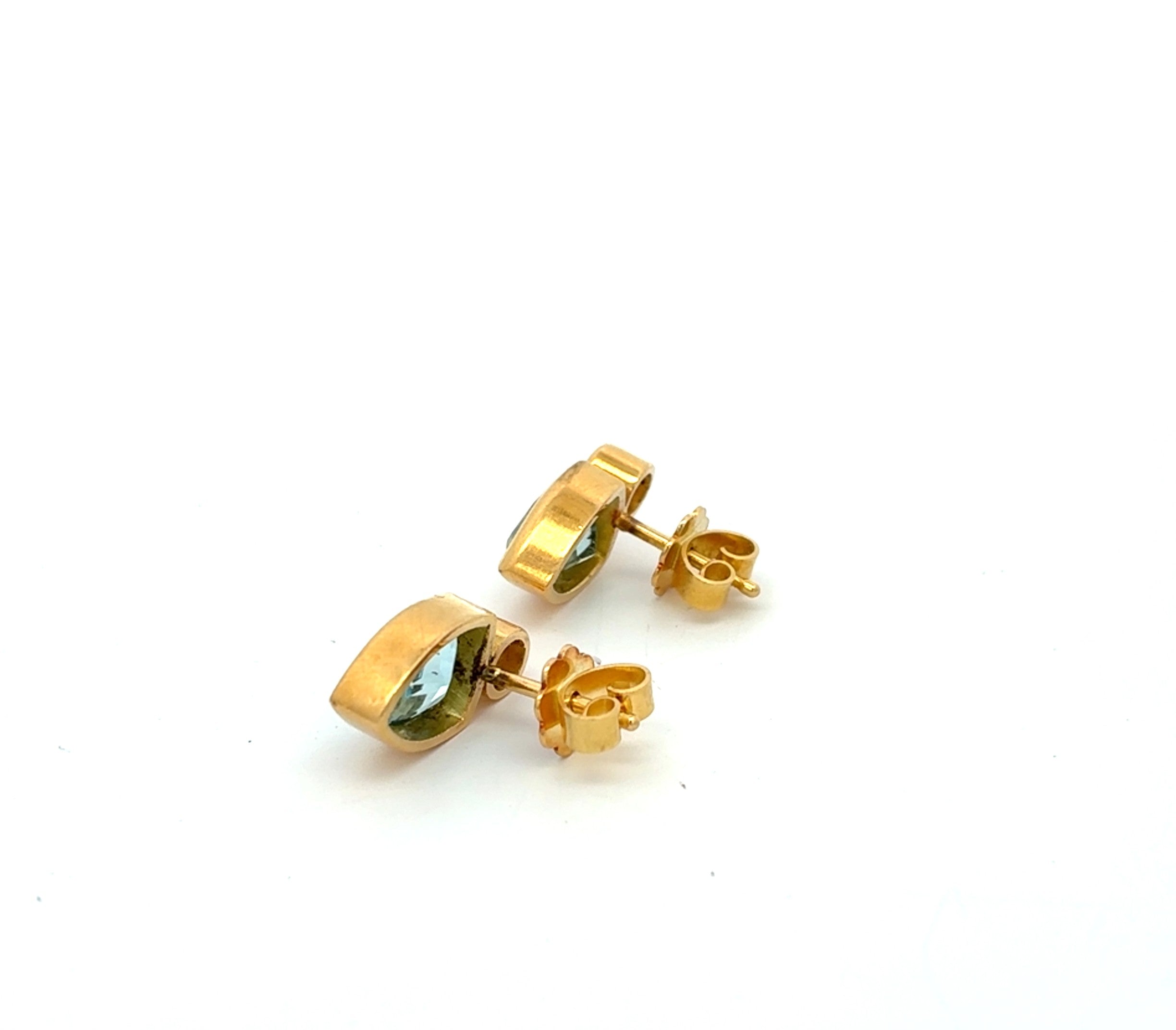 Ohrringe Gelb Gold 750 Brillanten Aquamarin