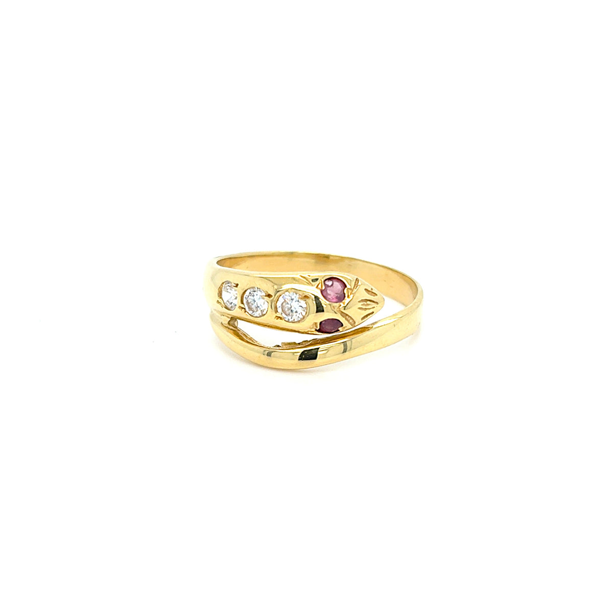 Ring Gelb Gold 750 18 kt Schlange Zirkonia