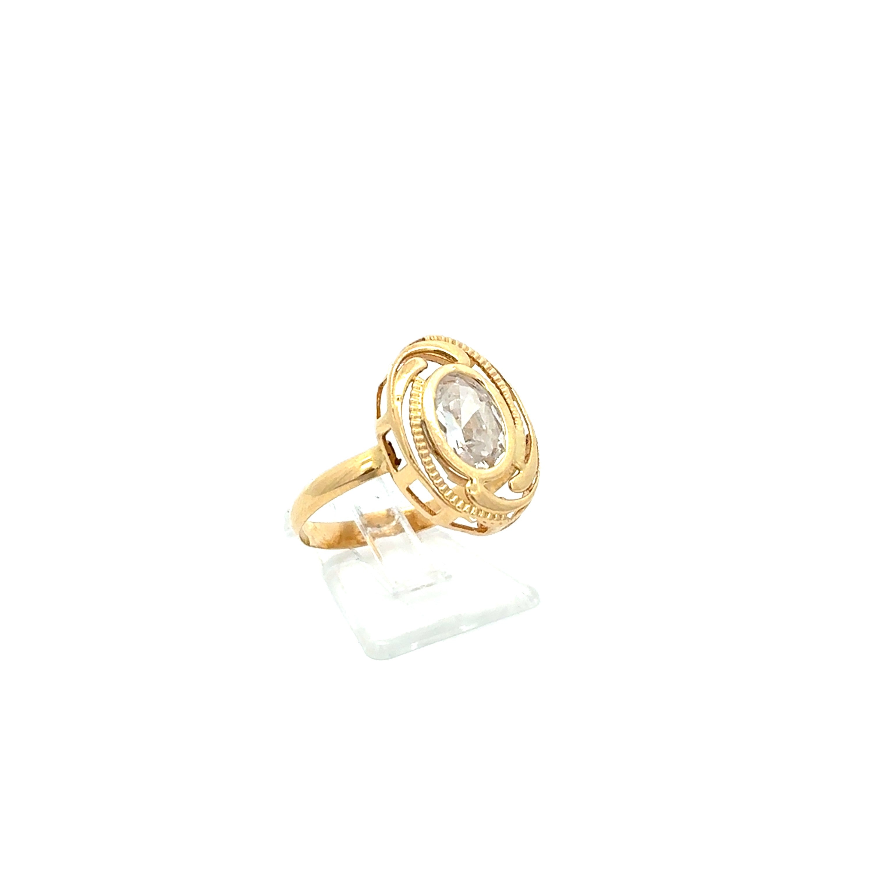 Damen Ring Gelb Gold 585 14 kt Zirkonia  *60* Geschenk