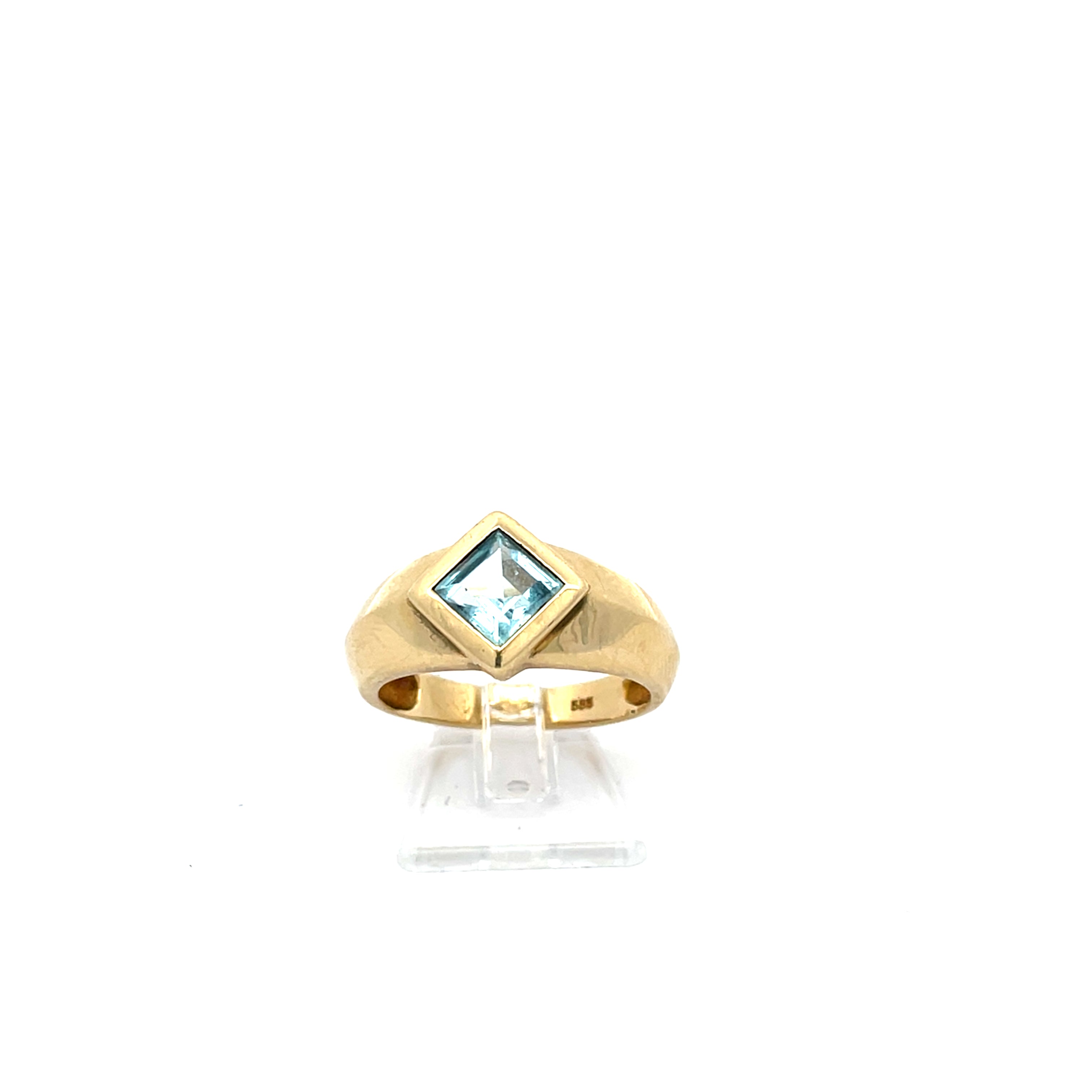 Ring Gelb Gold 585 14 Karat mit Farbstein blau