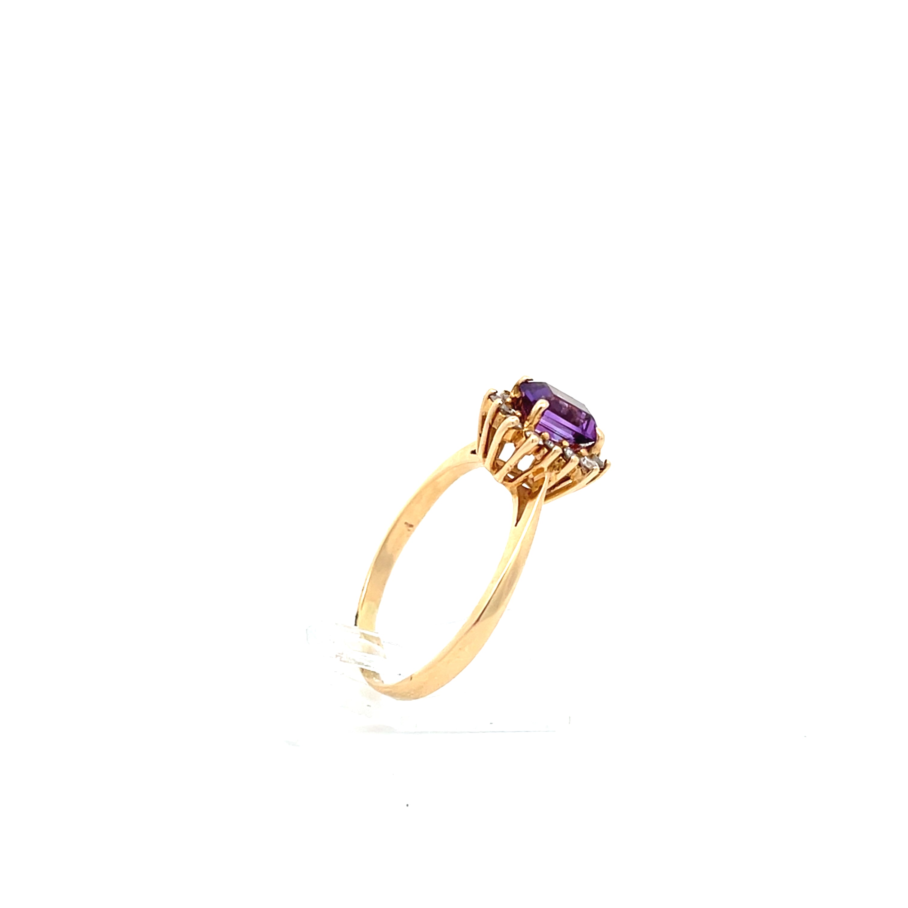 Damenring Gold 585 14kt mit Brillanten und Farbstein in lila