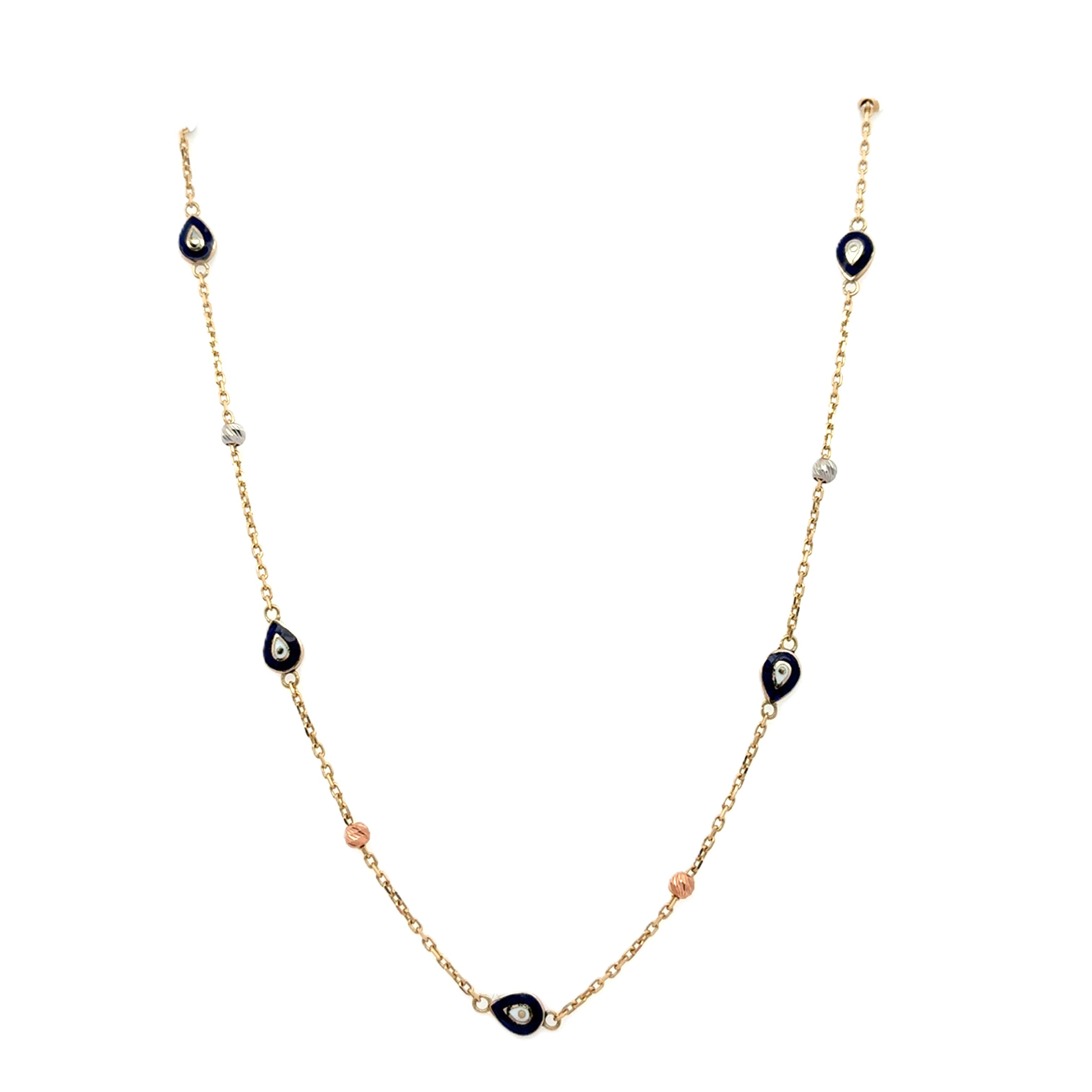 Damen Kette Augen Gelb/Weiß/Rot Gold 585 / 14 kt