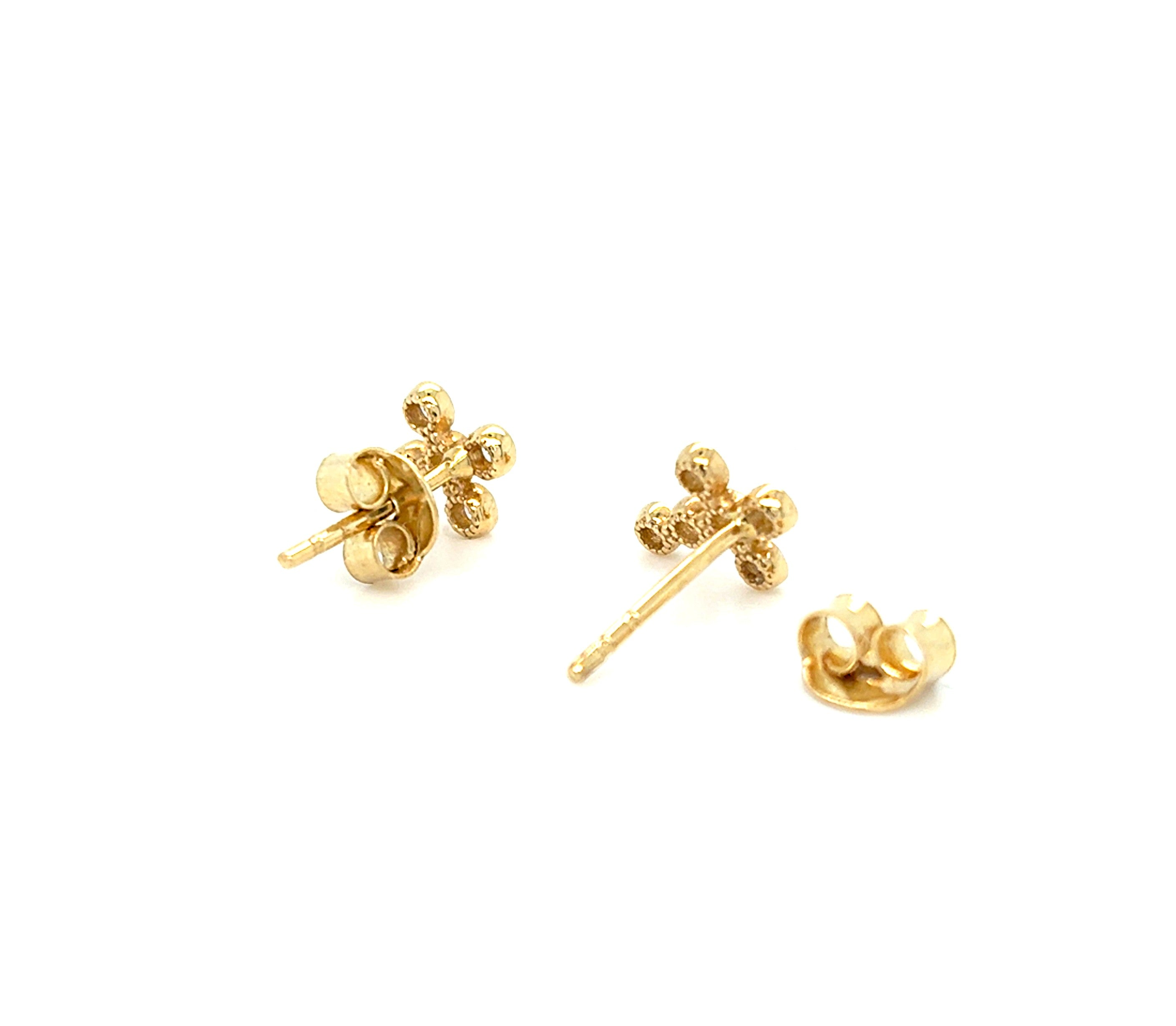 Ohrringe Gold Zirkonia Kreuz Stecker
