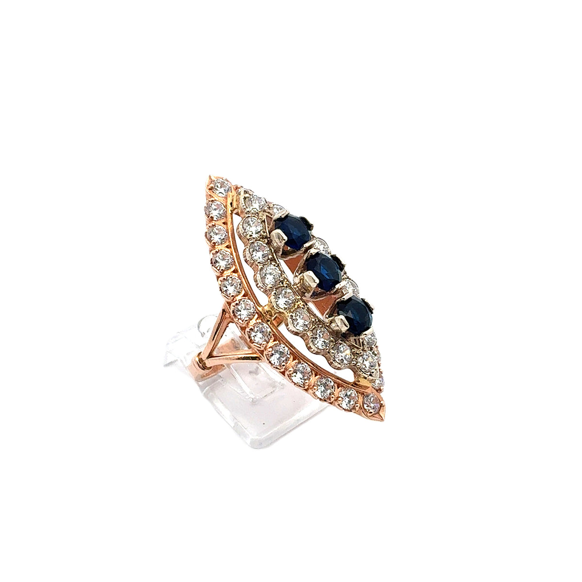 Ring Rot Weiß Gold 585 Zirkonia Schmuckstein Blau Geschenk