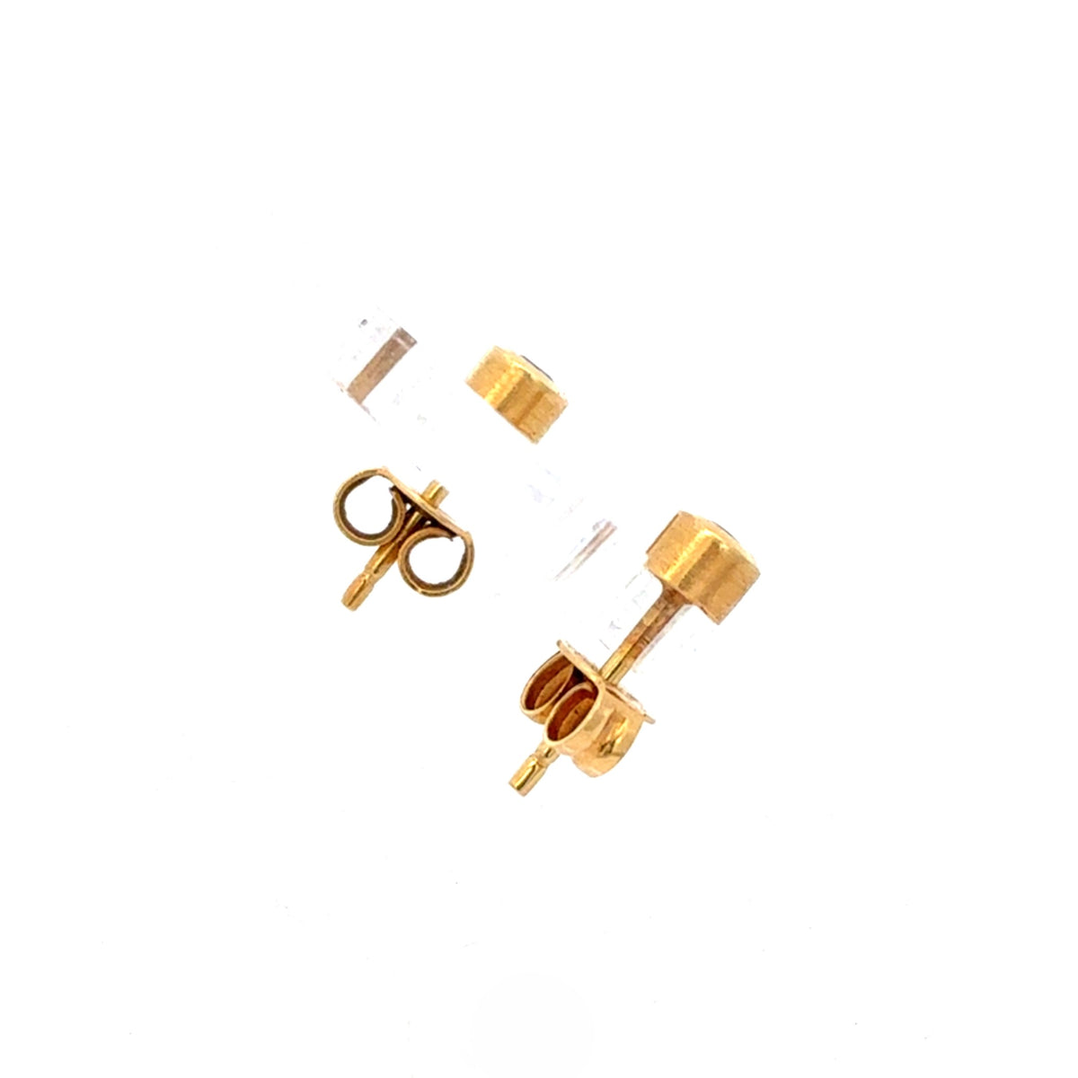 Ohrstecker Gelb Gold 750 18K Schmuckstein Blau Unisex
