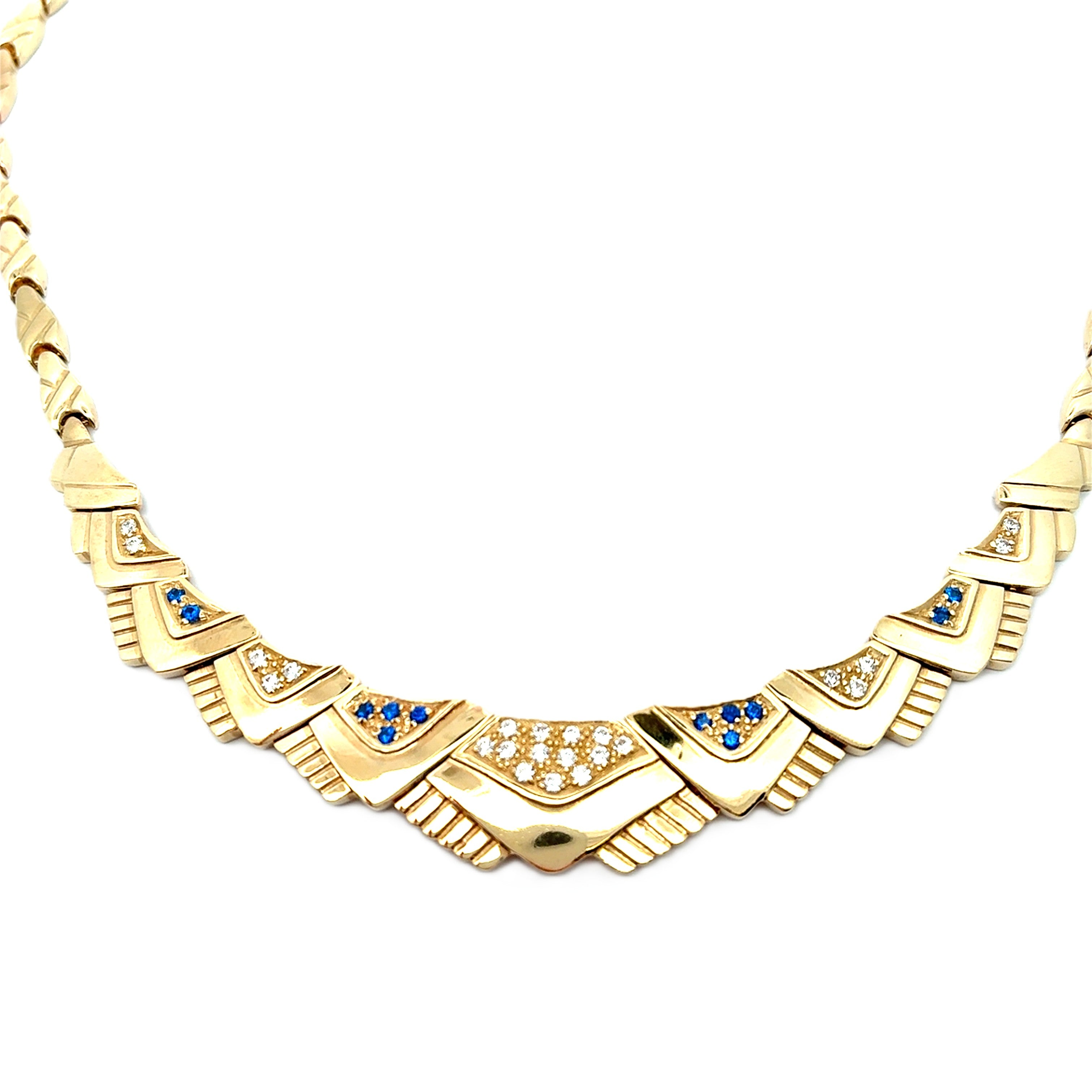 Damen Collier Gelbgold 585/14 kt Zirkonia Schmuckstein