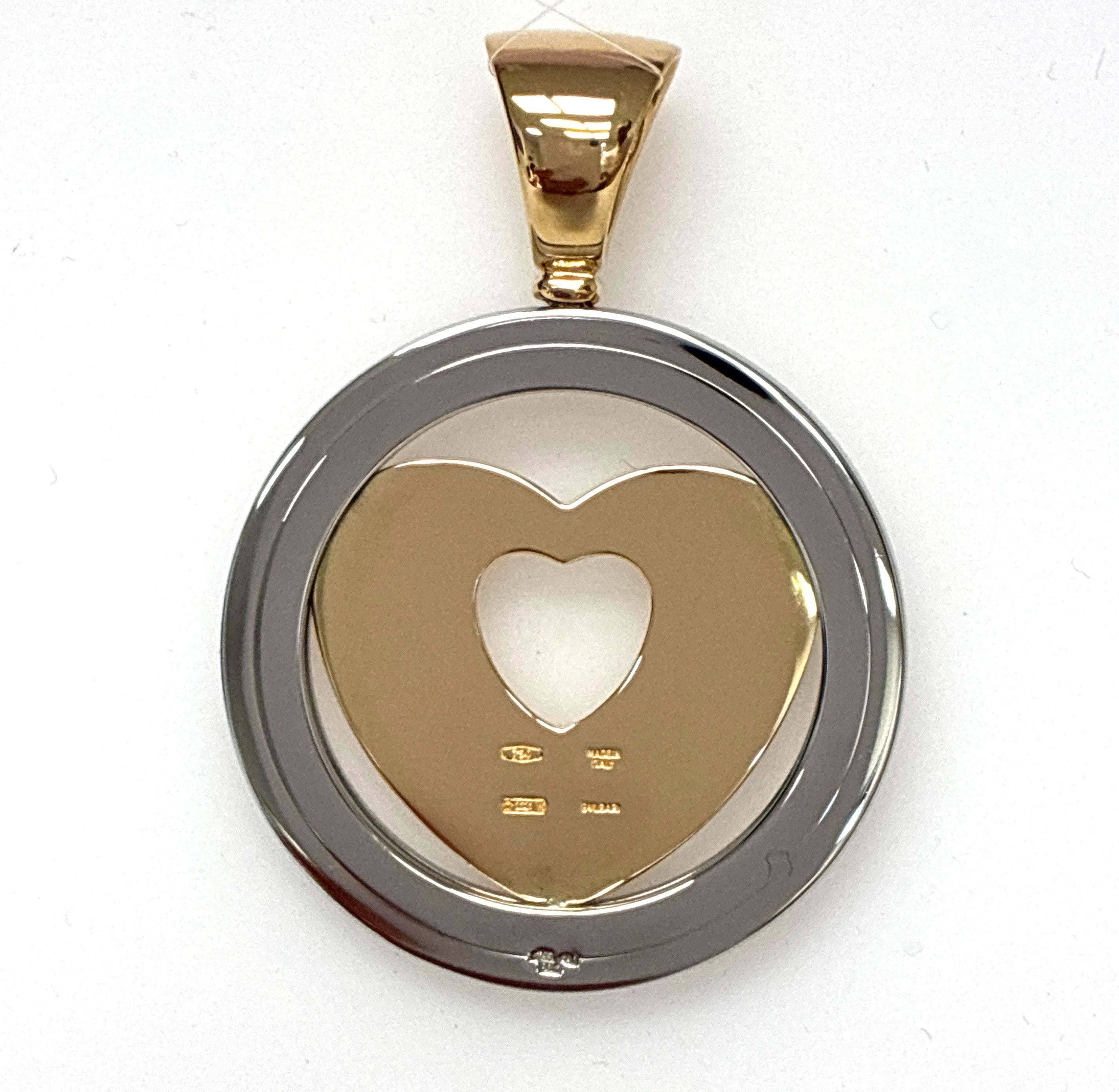 Bvlgari Tondo Anhänger Herz Gelb Gold 750 Stahl Unisex
