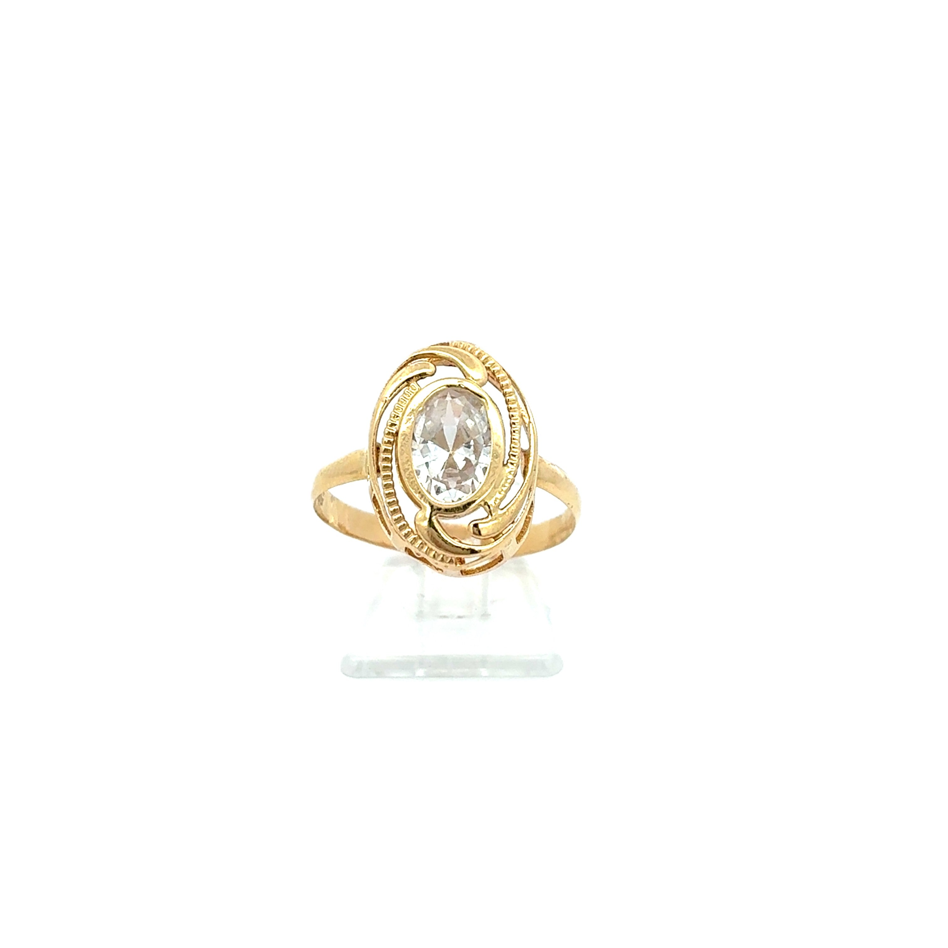 Damen Ring Gelb Gold 585 14 kt Zirkonia  *60* Geschenk