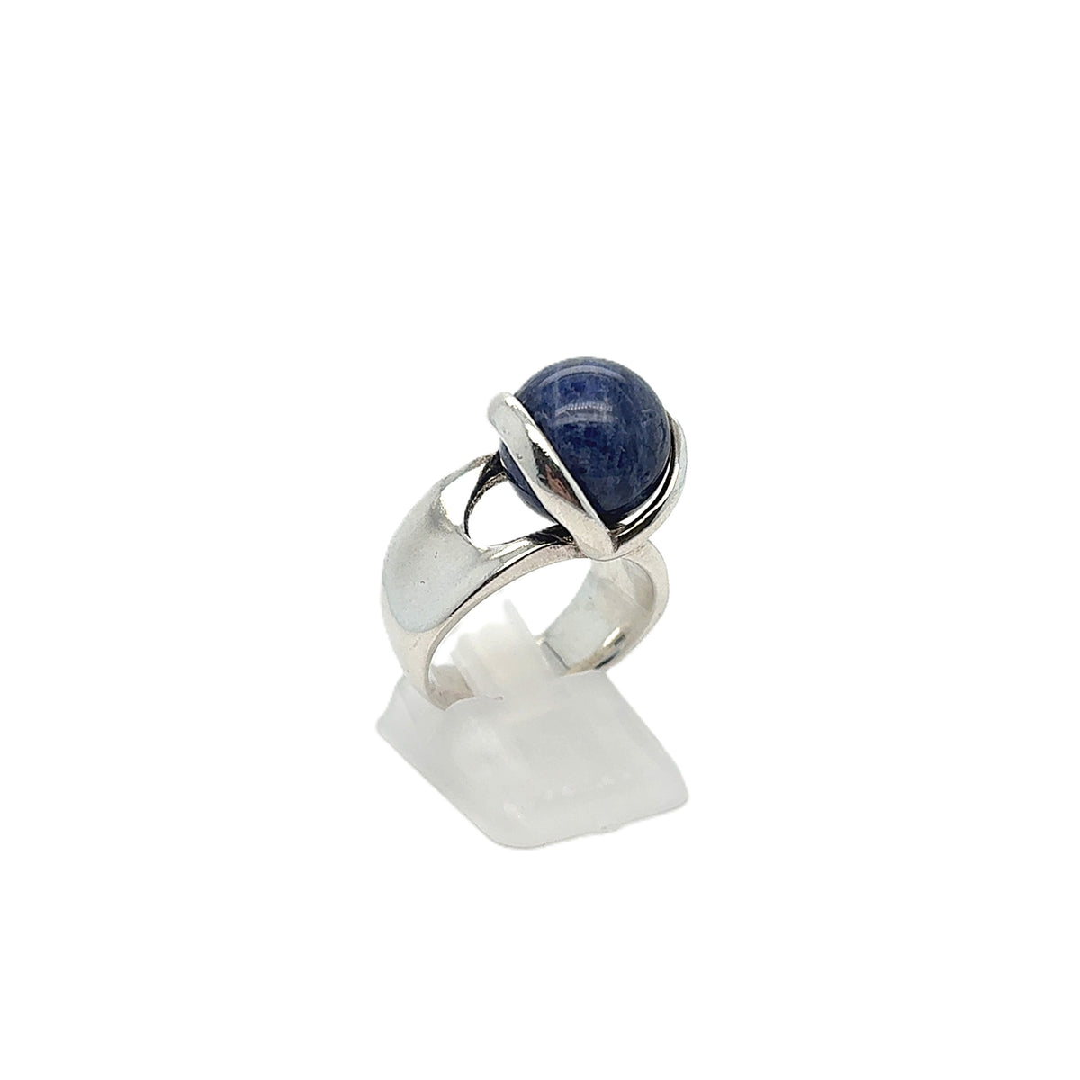 Ring Silber 925 Kugel Blau drehbar Damen Geschenk