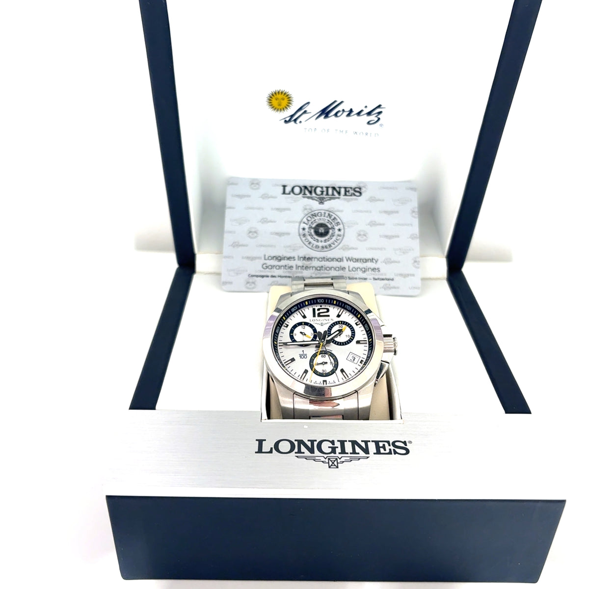 LONGINES Conquest St. Moritz Uhr Unisex Full Set Edelstahl Quarz