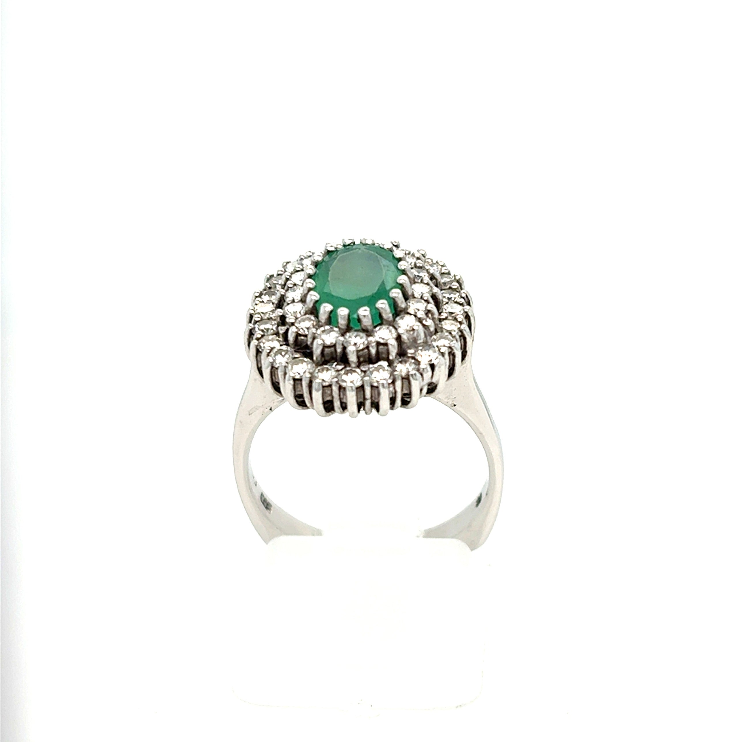Ring Weiß Gold 585 14 kt Brillanten Schmuckstein Grün Damen