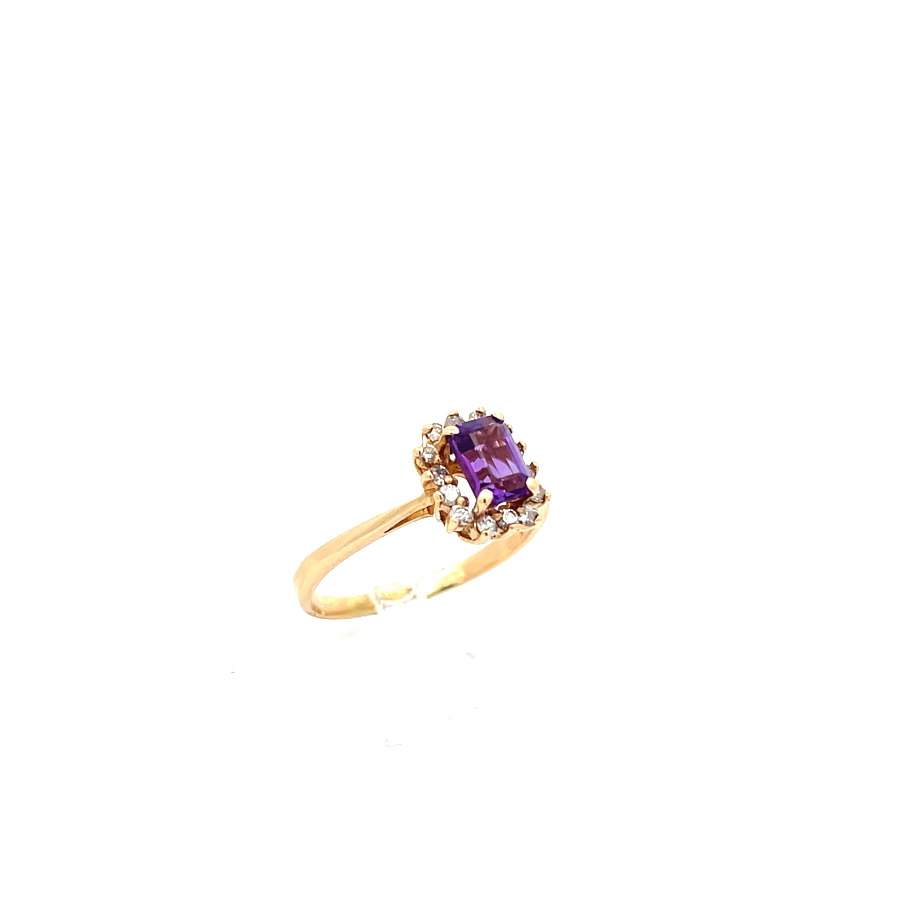Damenring Gold 585 14kt mit Brillanten und Farbstein in lila