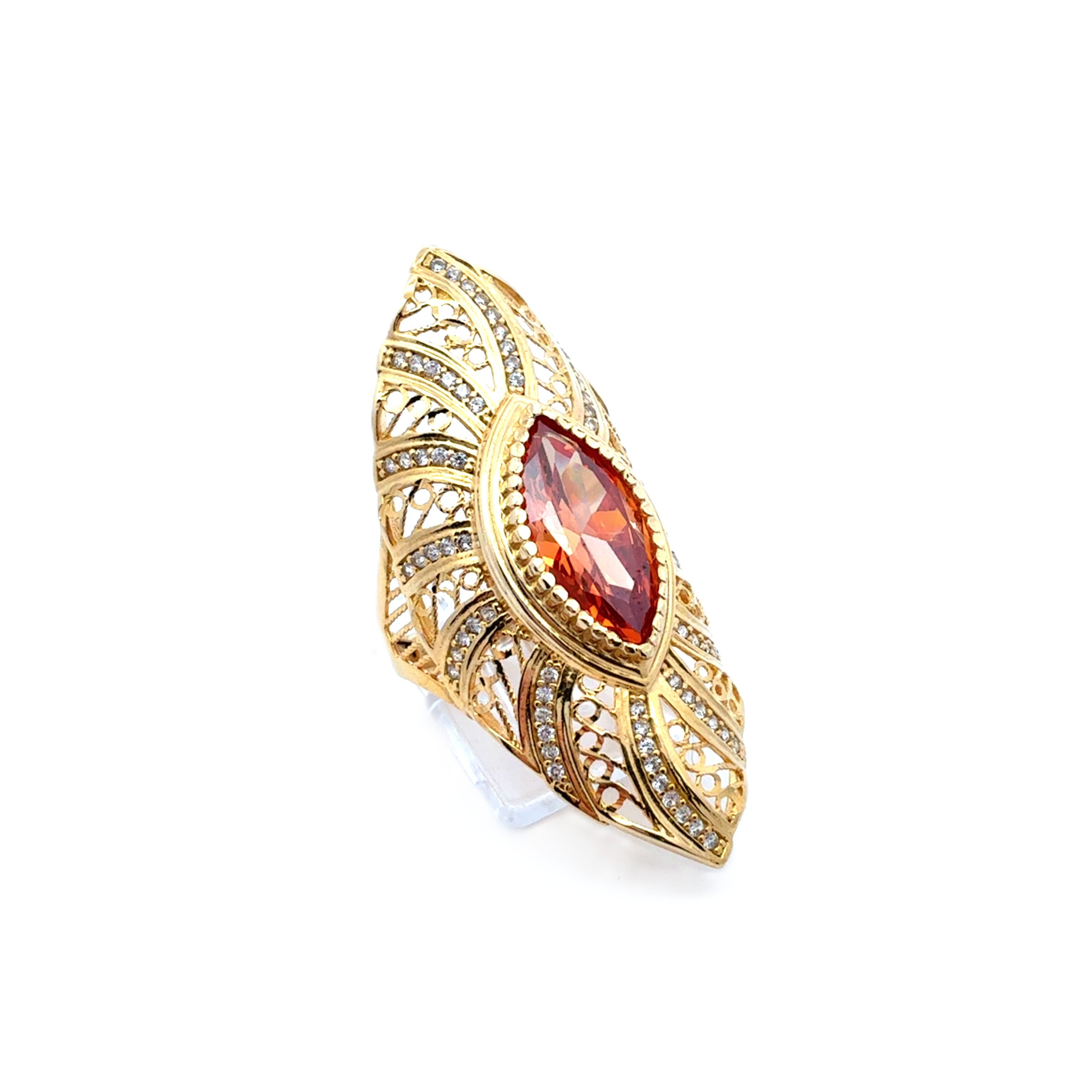 Ring Gelb Gold 585 / 14kt Orange Zirkonia Damen *53*
