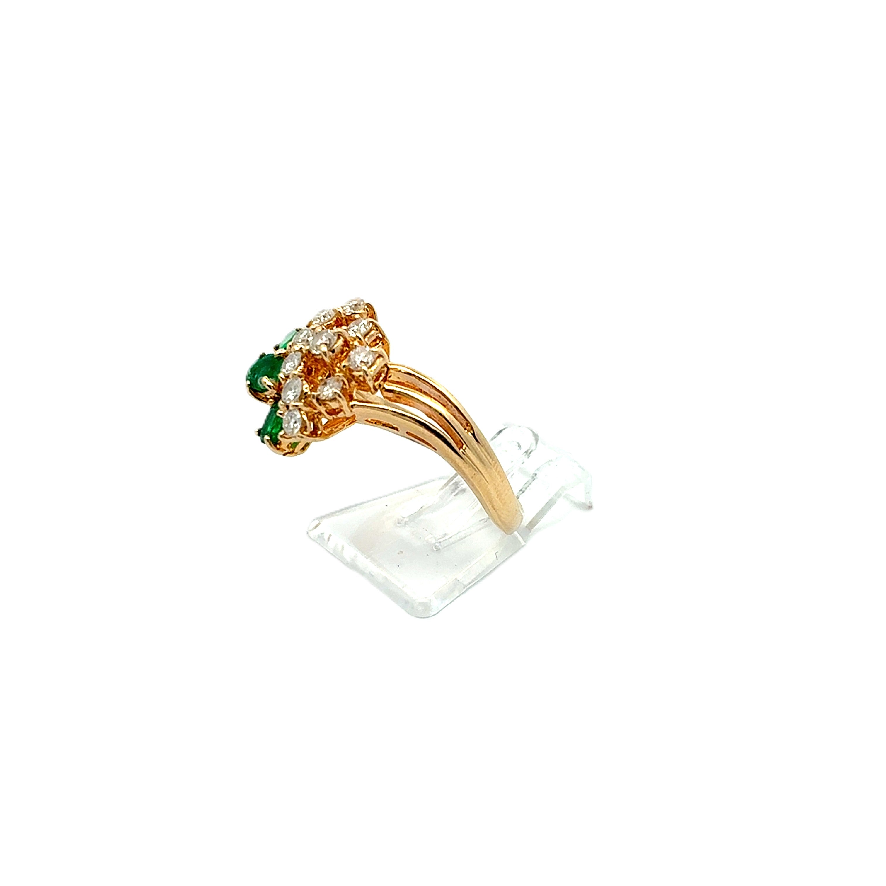 Ring Gold 585 14 kt Brillanten Schmuckstein Grün Damen