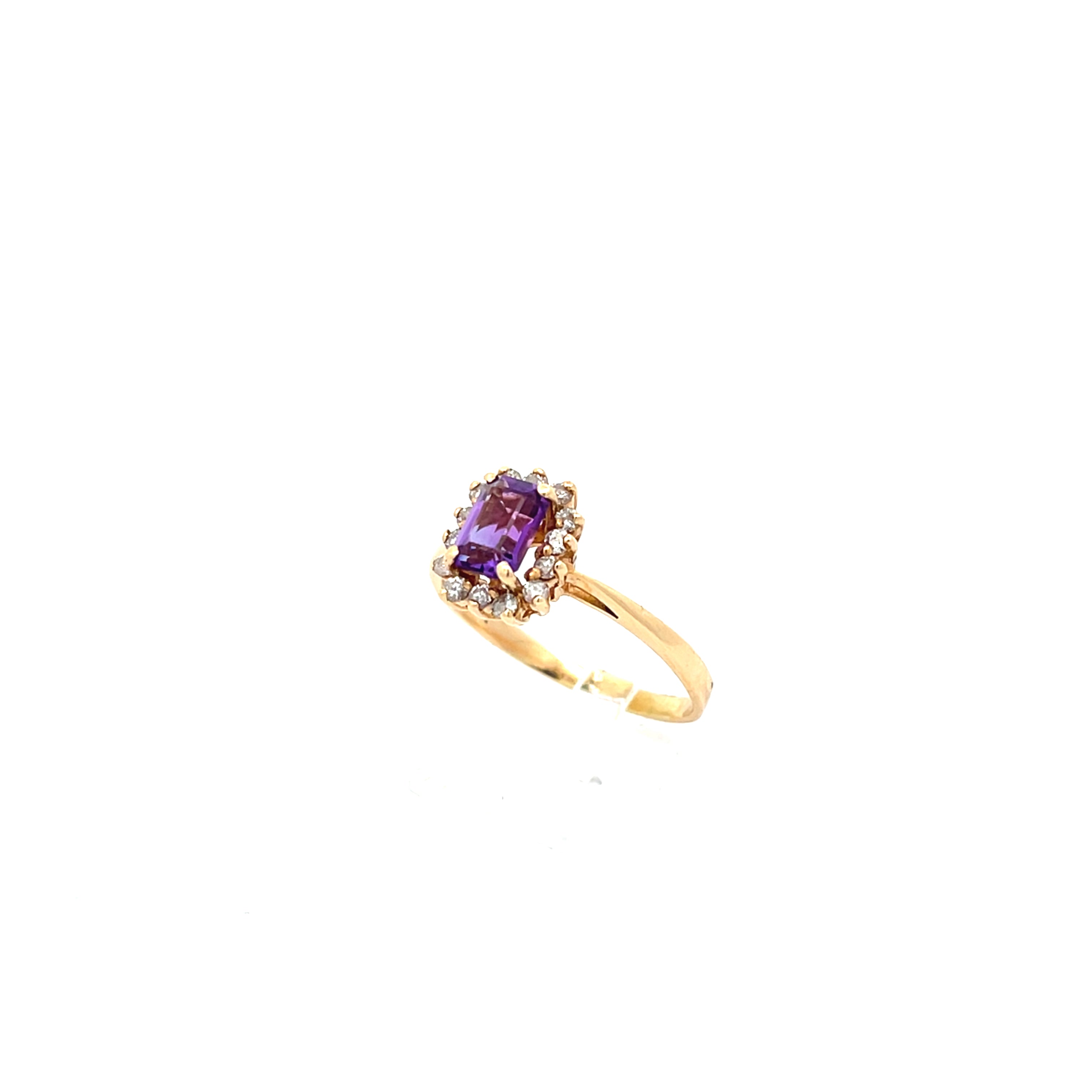 Damenring Gold 585 14kt mit Brillanten und Farbstein in lila