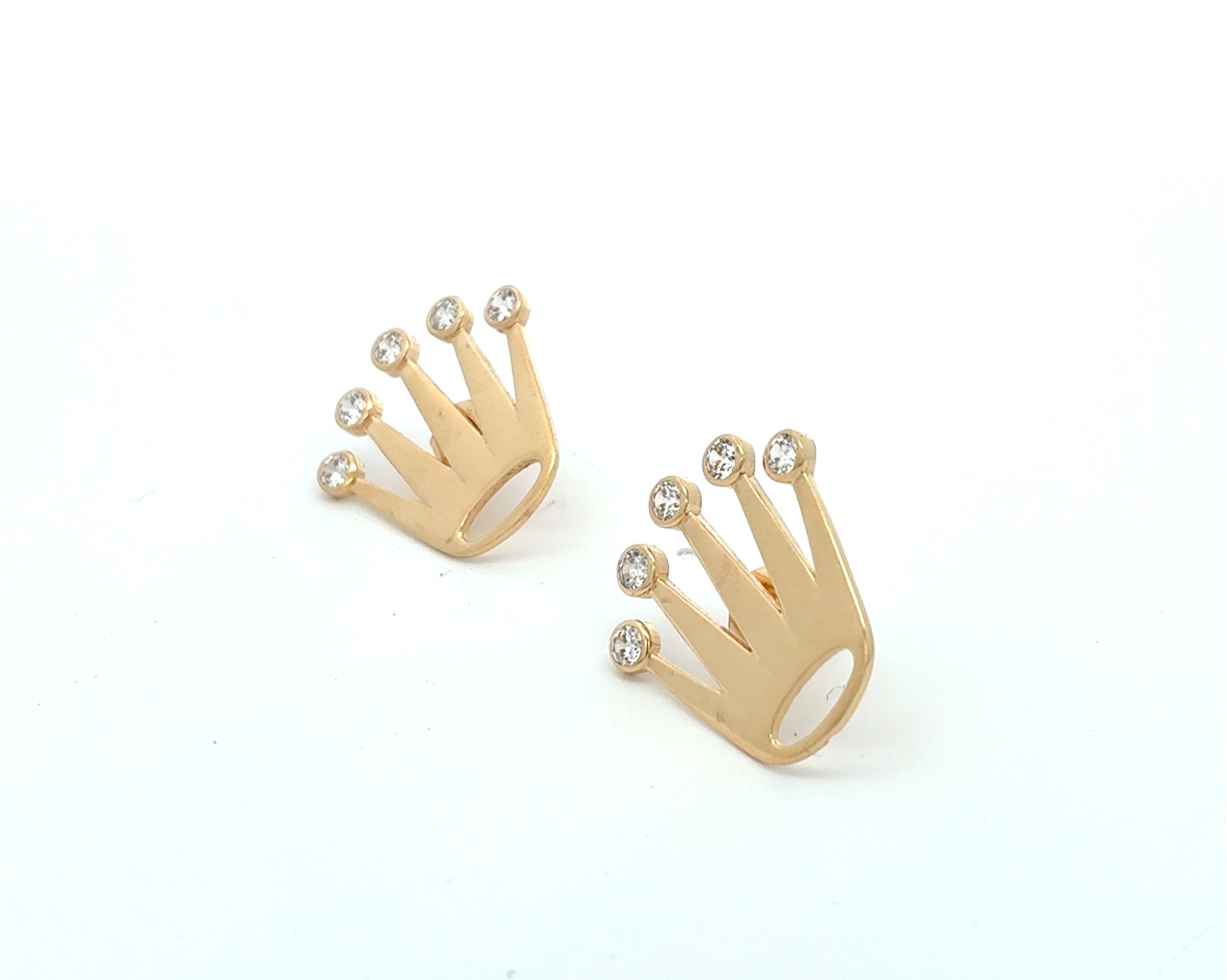 Ohrstecker Gelb Gold 585 Zirkonia Krone Unisex