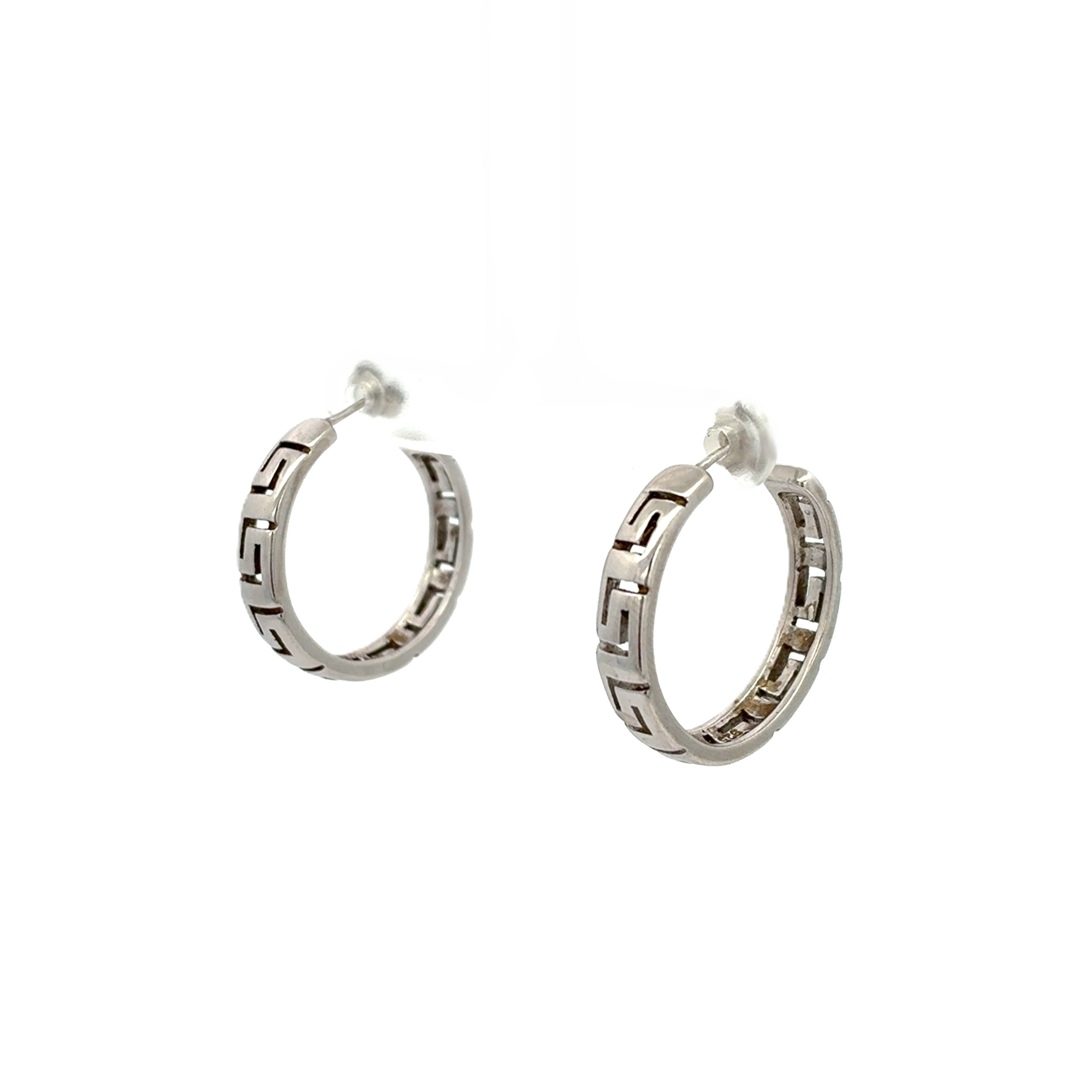 Damen Ohrringe Creolen Mäander Muster 925 Sterling SIlber