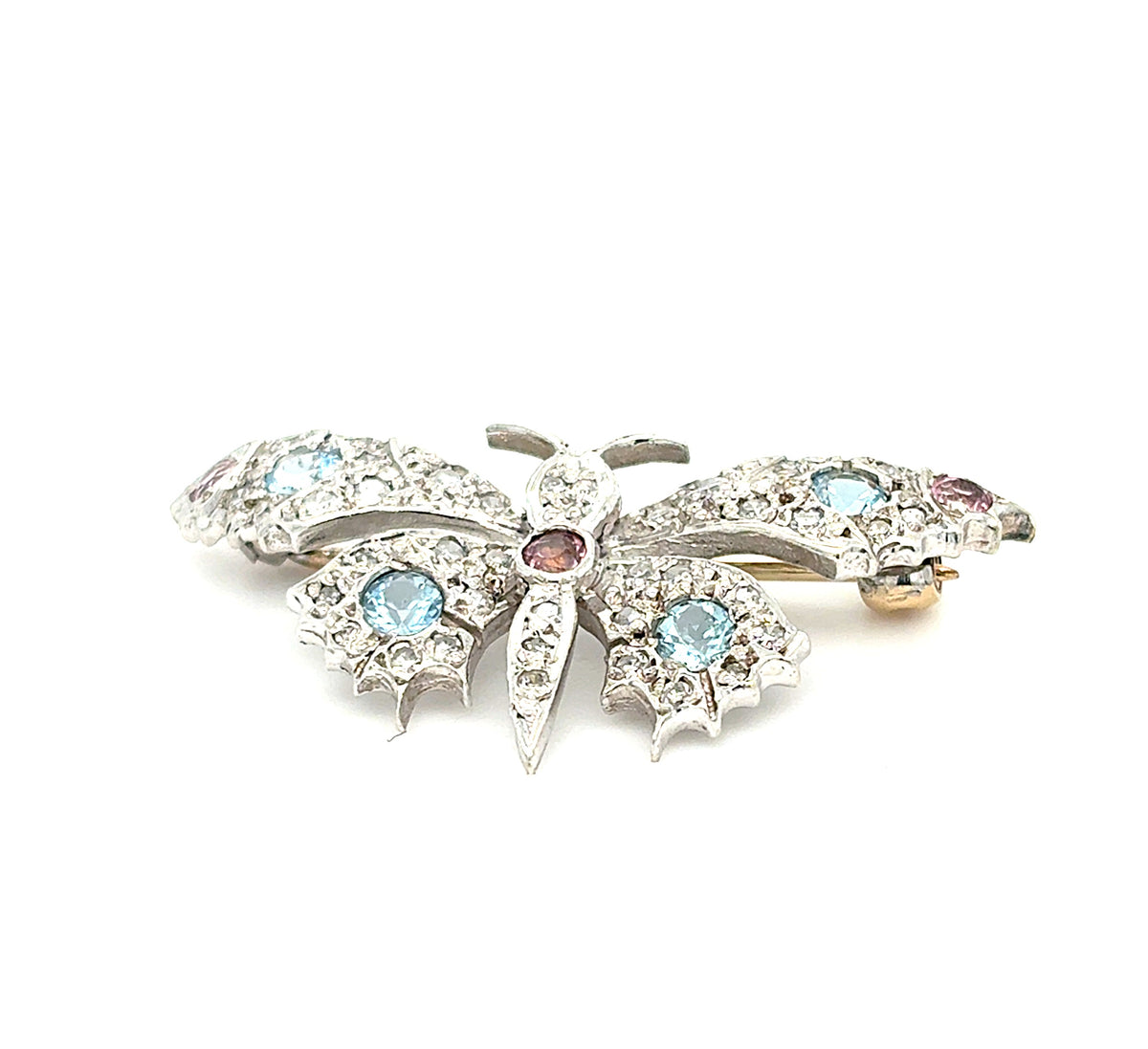 Brosche Anstecknadel Gold 585 14 kt Schmetterling Diamanten