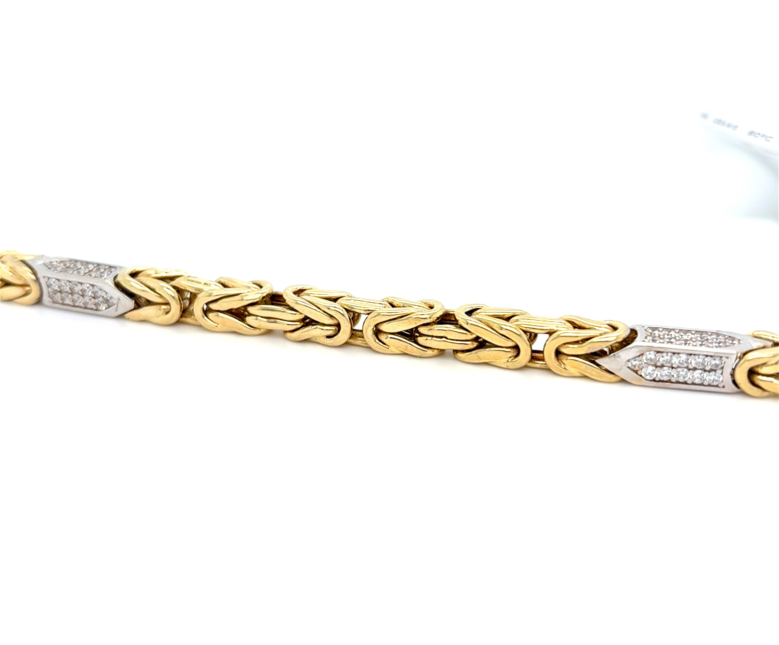 Königskette Armband Gelb Weiß Gold 585 14 kt  Zirkonia Unisex