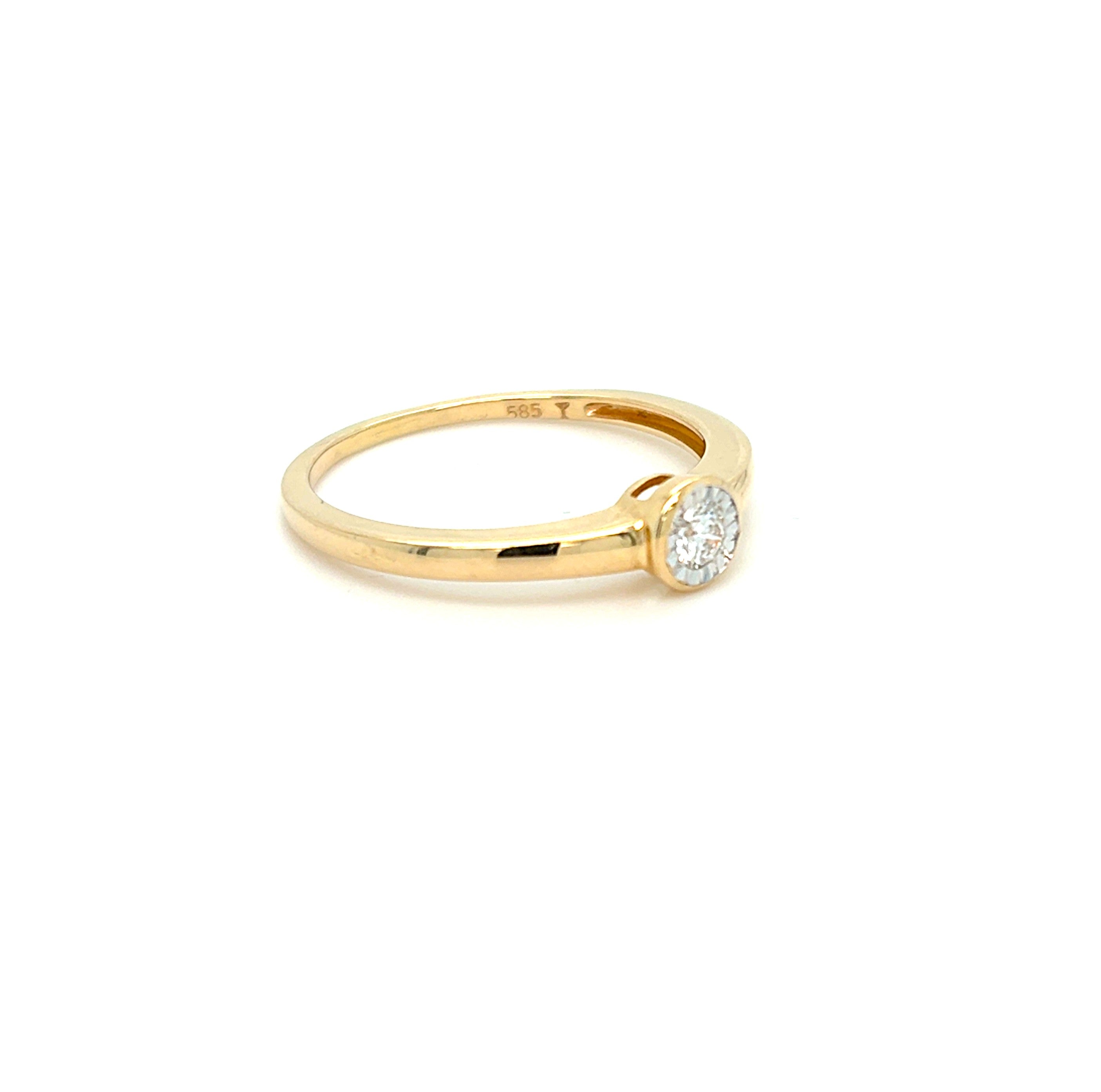 Ring Gelb Weiß Gold 585 14 kt Brillant Damen