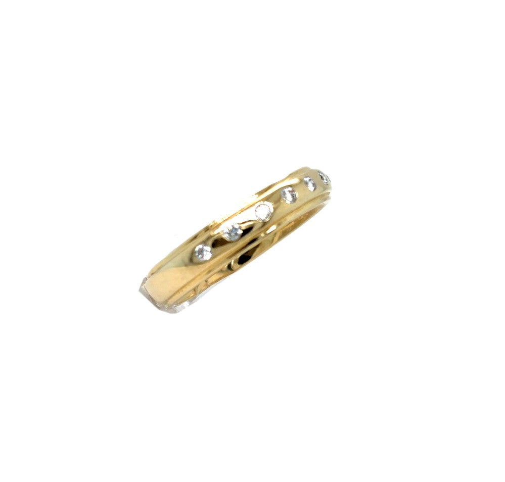 Halb-Memoire-Ring Gelbgold 585 14kt Gr.60 mit Brillanten