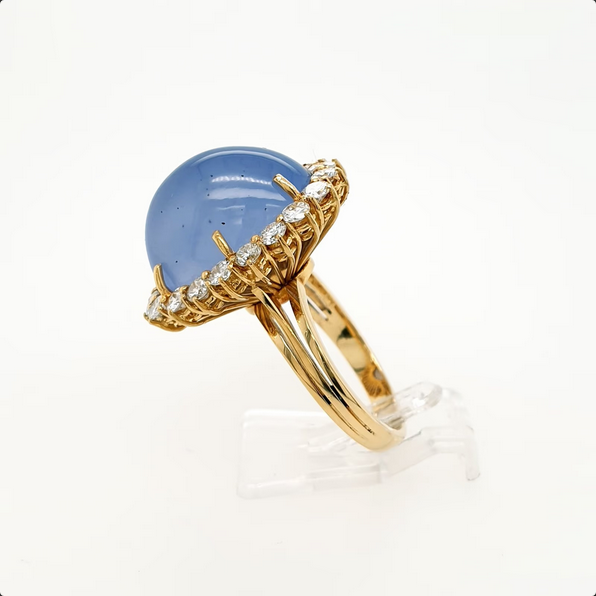 1,0ct Brillant Chalcedon Ring 750 Gelbgold 18kt Gr.55/15