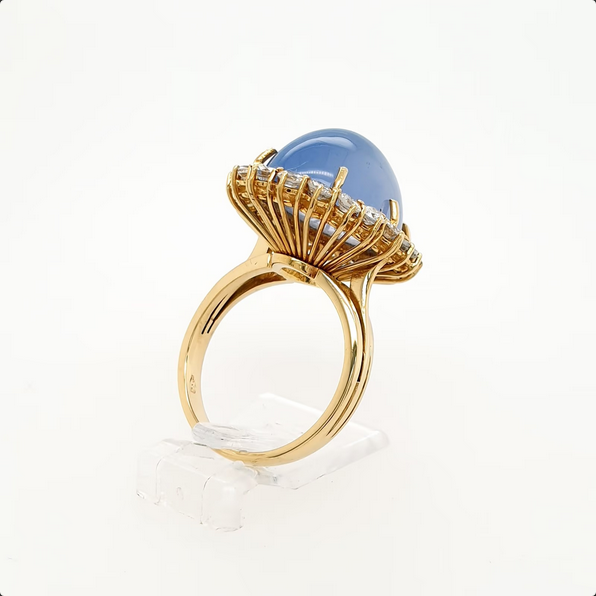 1,0ct Brillant Chalcedon Ring 750 Gelbgold 18kt Gr.55/15