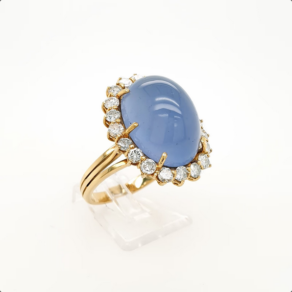 1,0ct Brillant Chalcedon Ring 750 Gelbgold 18kt Gr.55/15