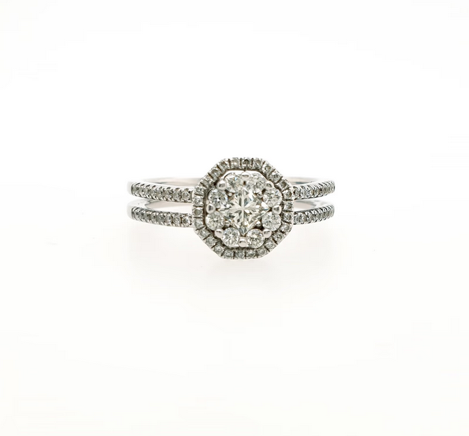 Funkelnder Brillantring 750 WG Princess Gr.56 Verlobungsring