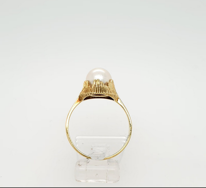 Akoya Perle Ring Gelbgold 585/14kt Gr. 55 Retro