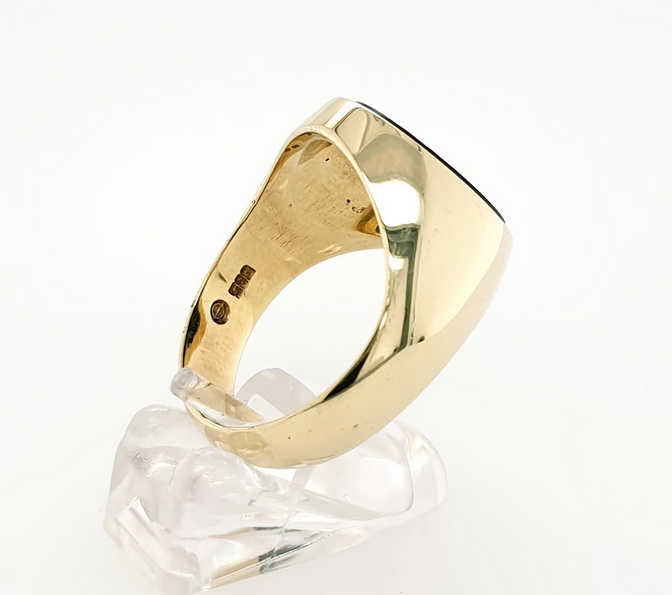 Klassischer Heliotrop Ring 585 Gelbgold 14 kt Herrenring Gr.60