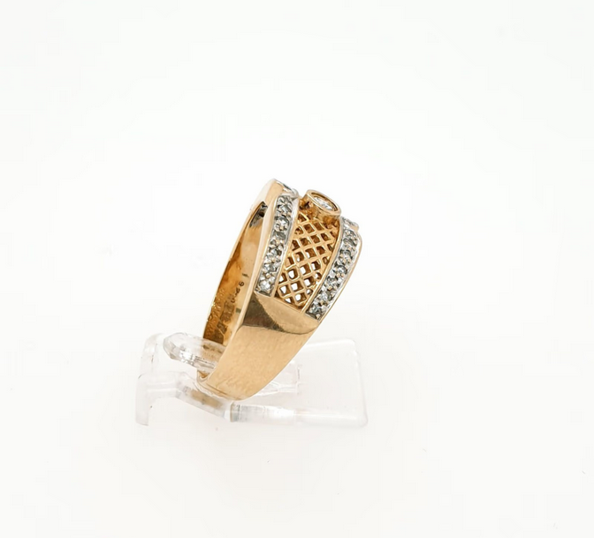 Damenring Gelbgold Weißgold 585/14kt Brillant Diamanten Gr. 57