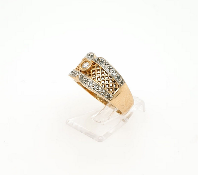 Damenring Gelbgold Weißgold 585/14kt Brillant Diamanten Gr. 57