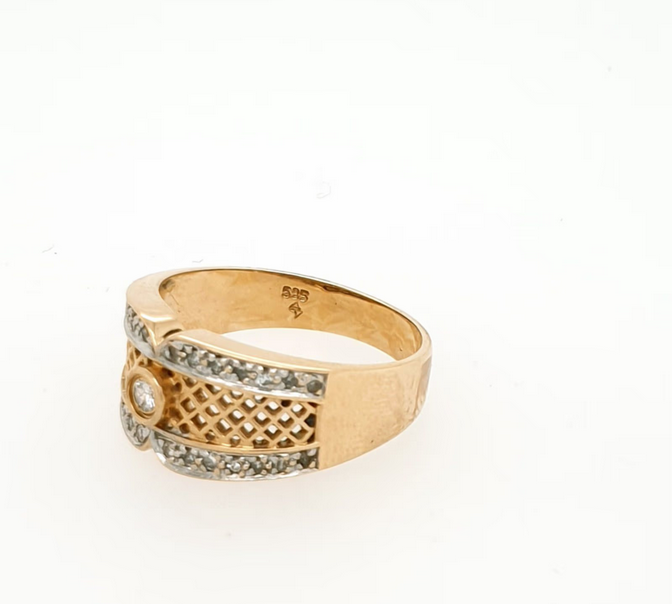 Damenring Gelbgold Weißgold 585/14kt Brillant Diamanten Gr. 57