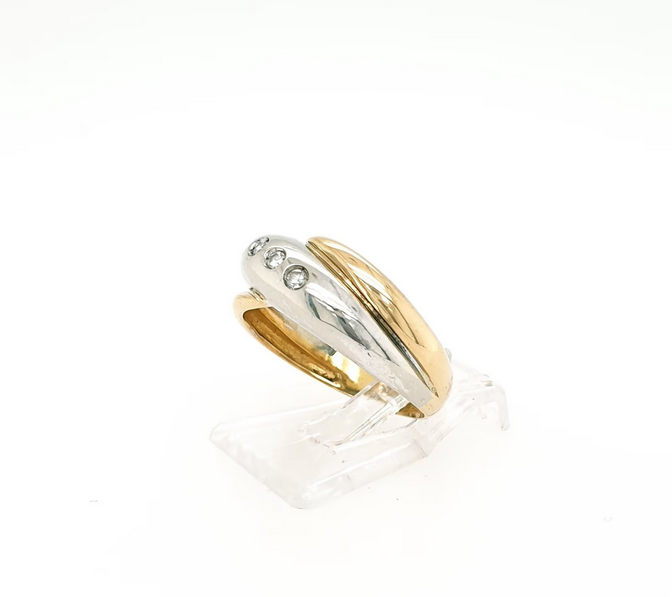 Ring Gelbgold Weißgold 750/18kt Brillanten Gr. 53
