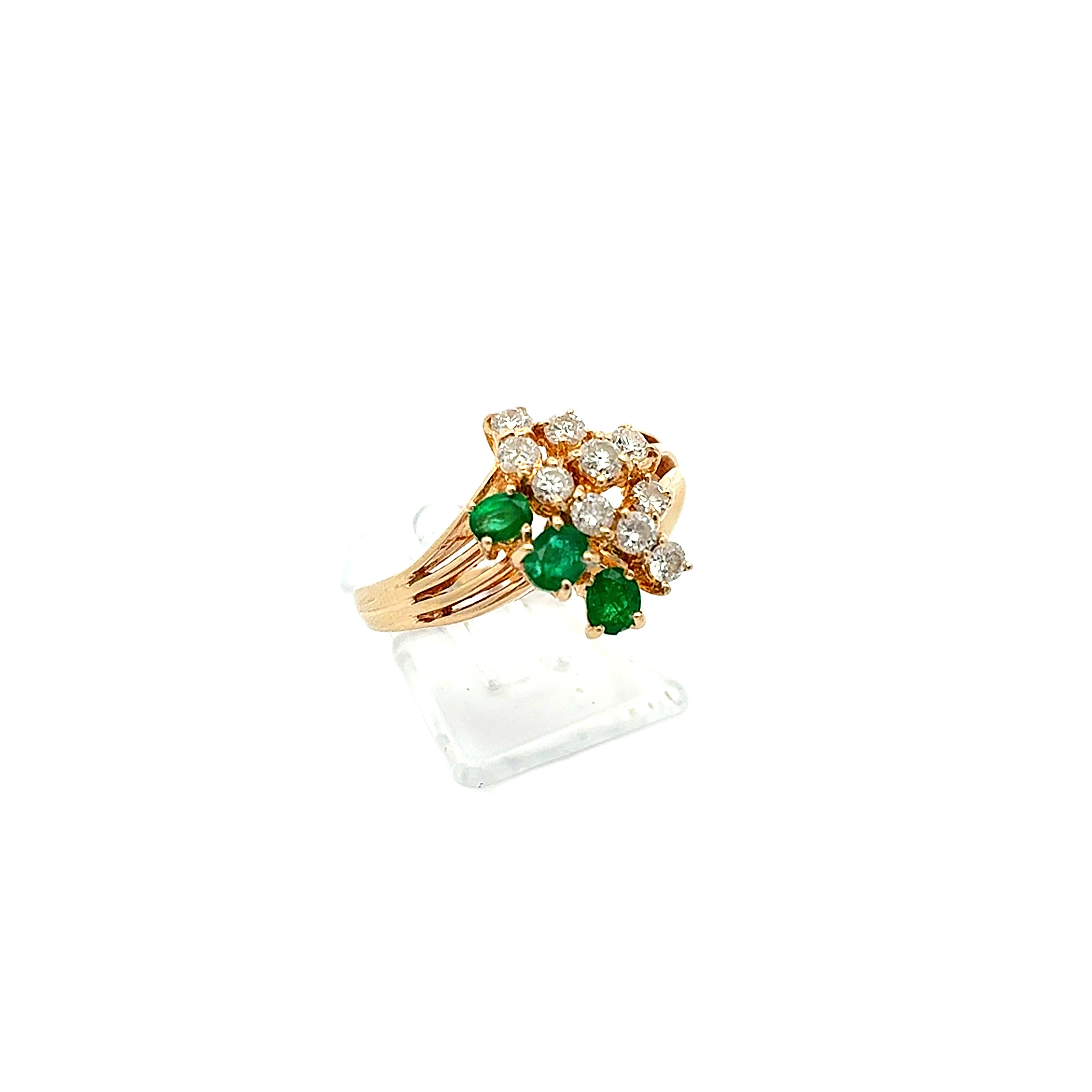 Ring Gold 585 14 kt Brillanten Schmuckstein Grün Damen