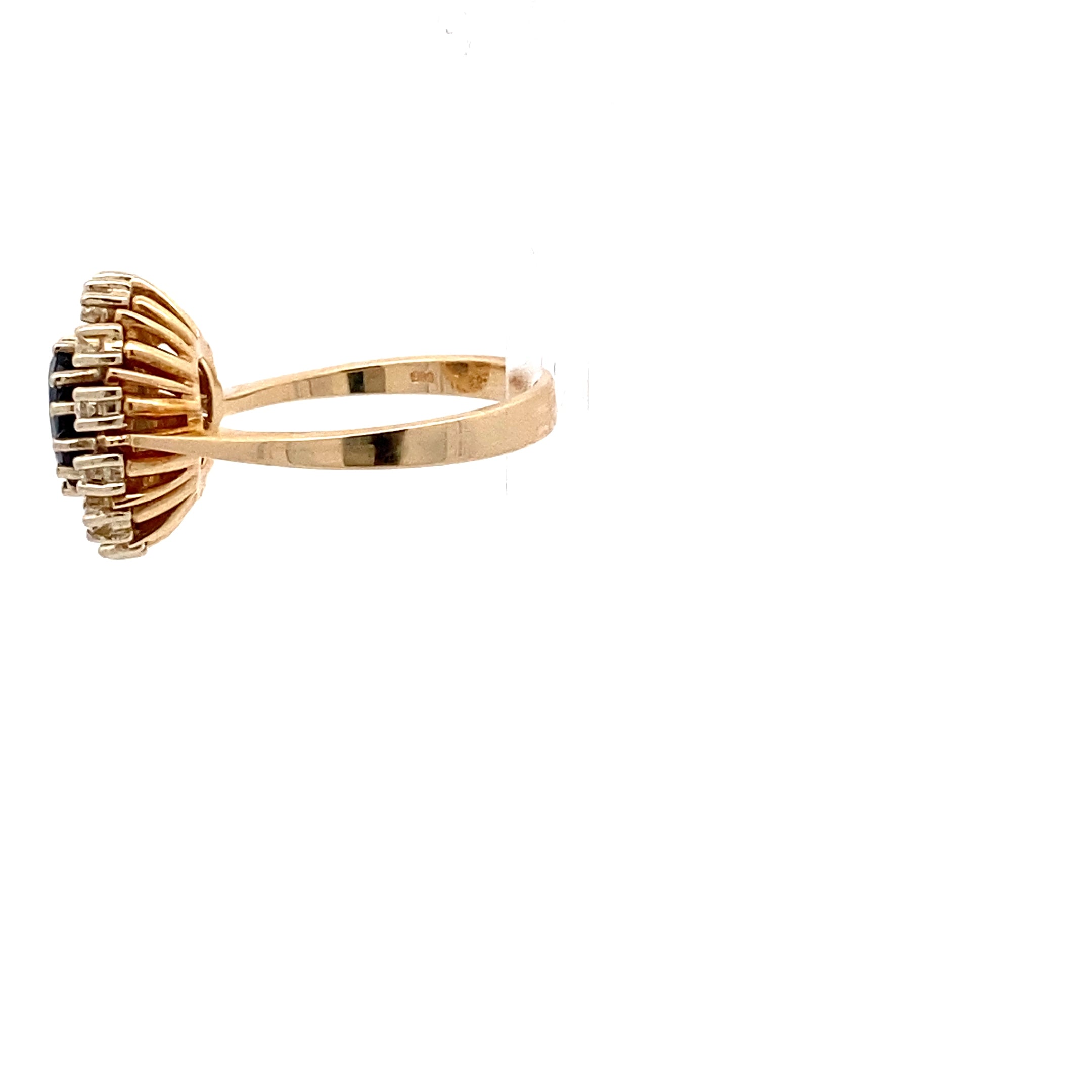 Brillanten Ring Gelb Gold mit Farbstein blau 585 14 Karat